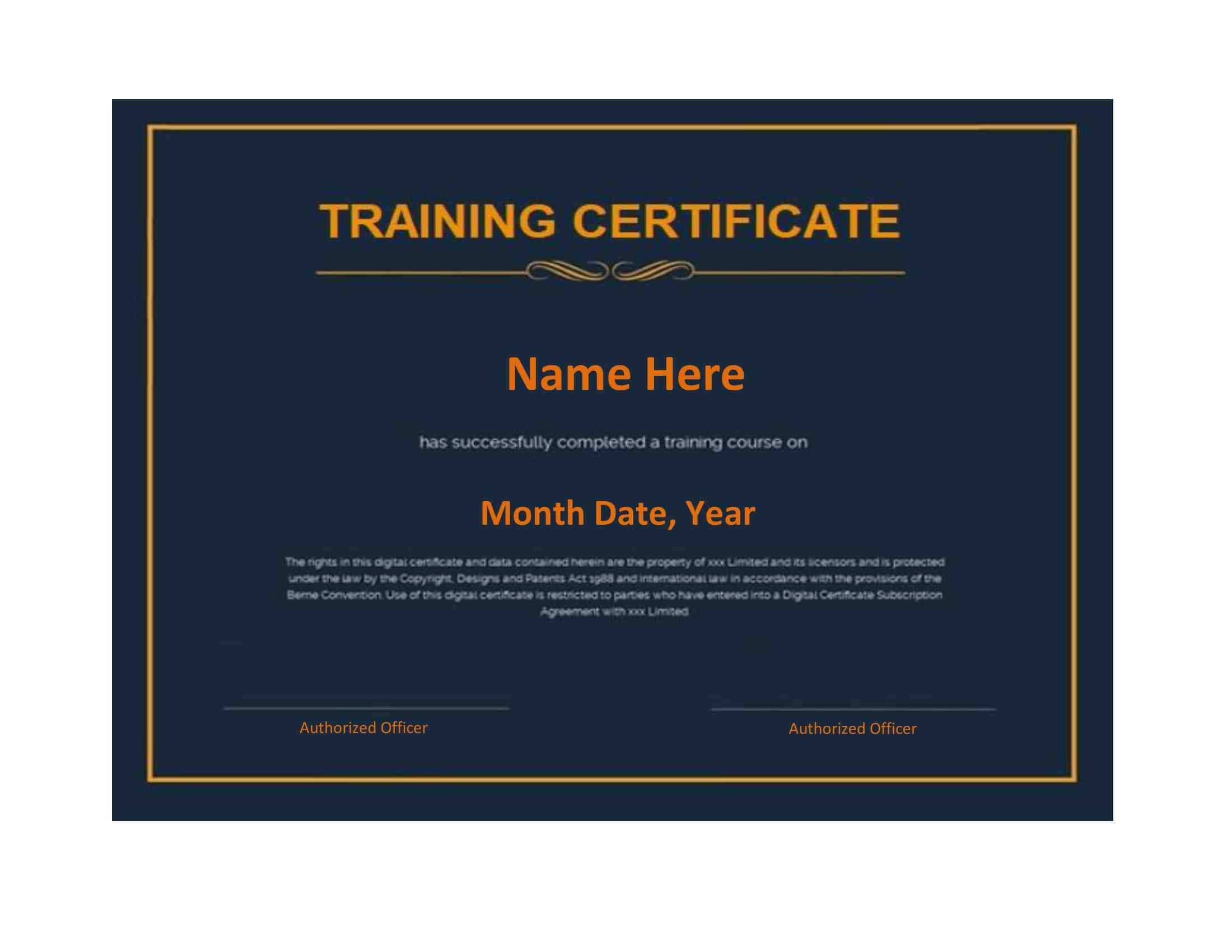 Training Certificate Sample Format Training Certificate Sample Format