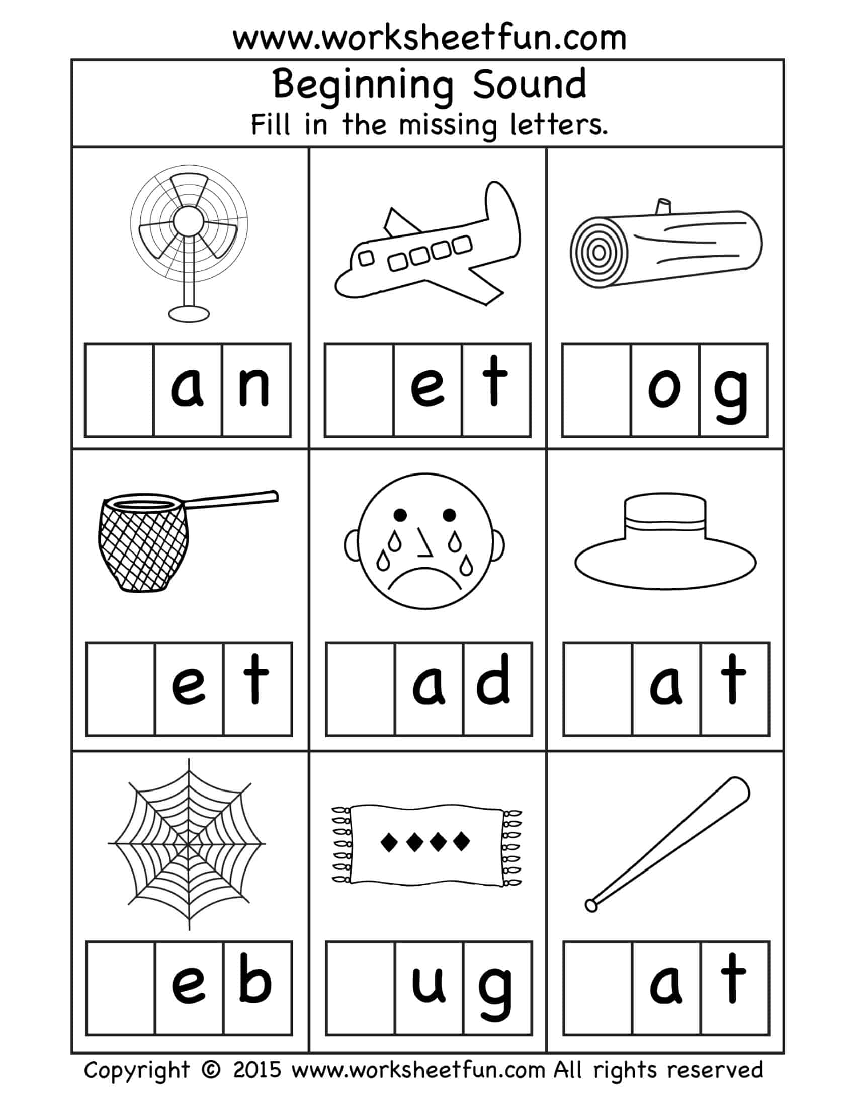 Free Printable Beginning Sounds Worksheets [PDF] Answers Winter / Fall