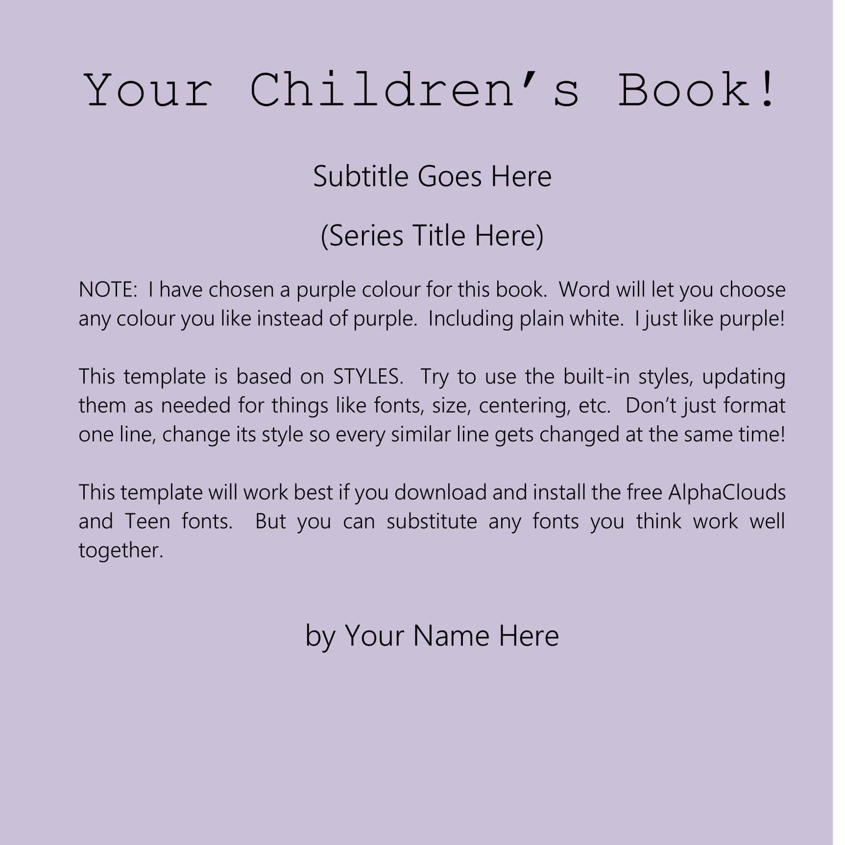 Free Printable Children s Book Templates PDF Word Free Printable Children s Book Templates PDF Word