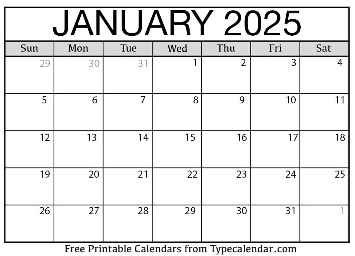 Free Printable January 2025 Calendars - Download Free Printable January 2025 Calendars - Download