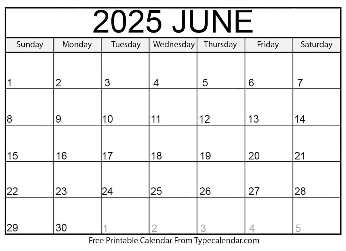 June 2025 Calendar Printable Landscaper Andrew L Ridings