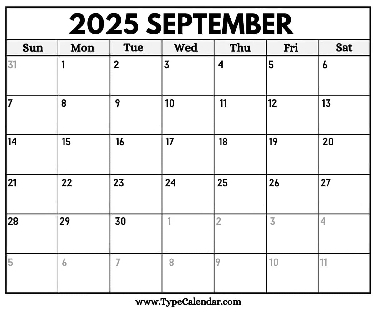 Printable September 2025 Calendar Printable September 2025 Calendar