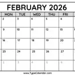 February 2026 Calendar
