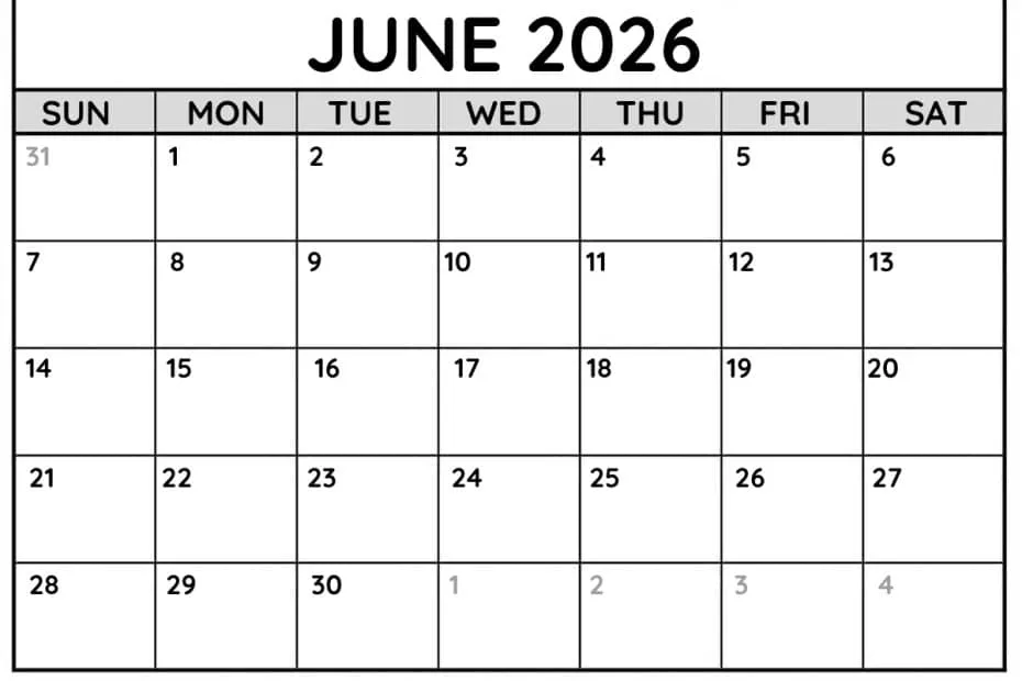 June 2026 Calendar