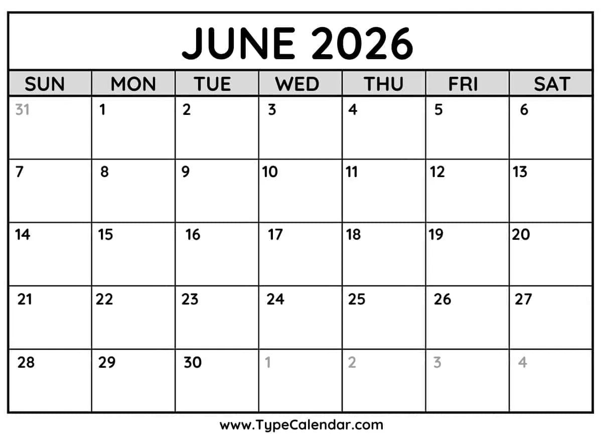 June 2026 Calendar