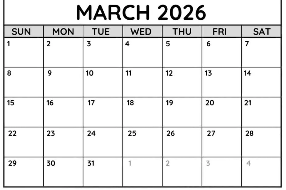 March 2026 Calendar