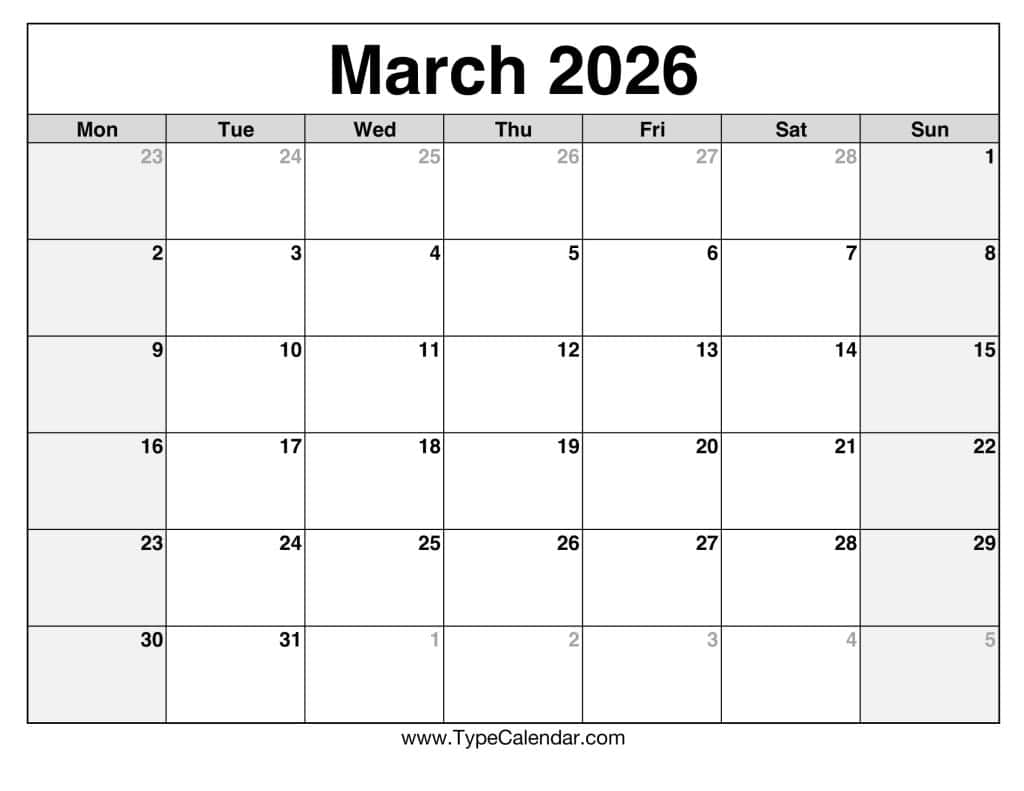 March 2026 Calendars Free Printable Templates March 2026 Calendars Free Printable Templates