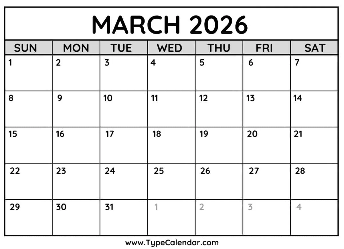 March 2026 Calendar