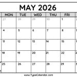 May 2026 Calendars 2 May 2026 Calendar