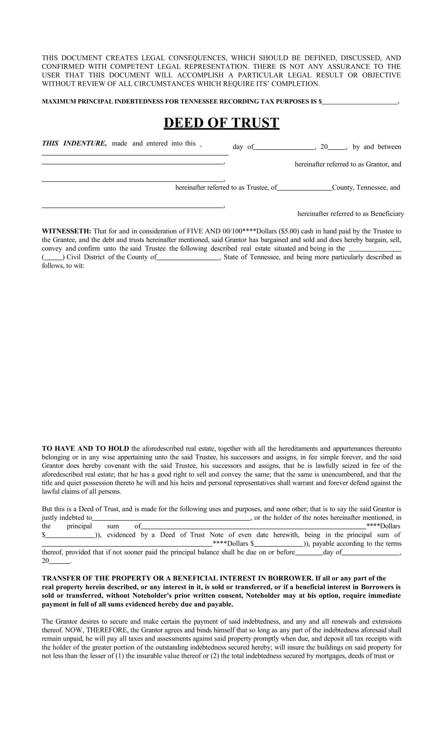 Blank Deed Of Trust Word Blank Deed Of Trust Word