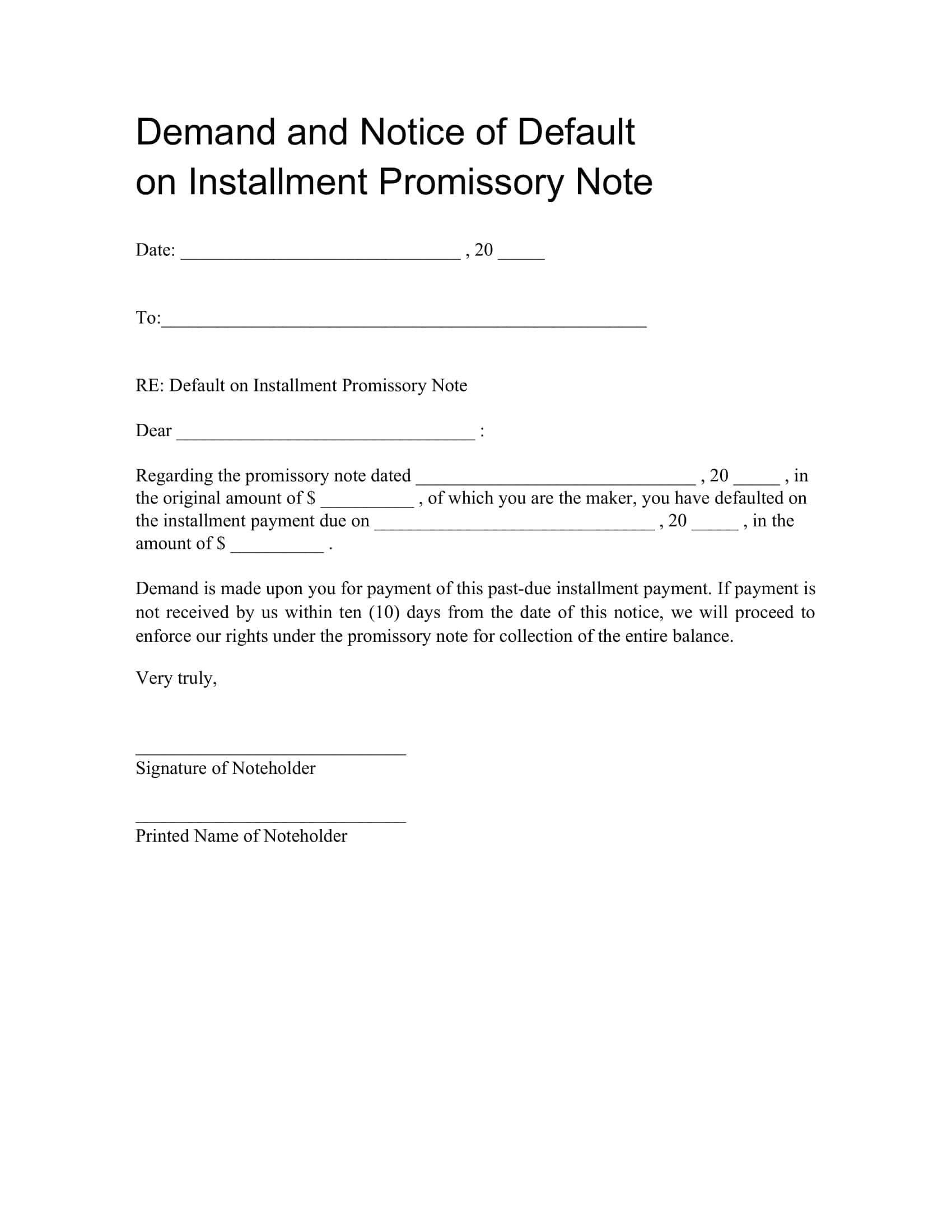 Blank Notice Of Default Blank Notice Of Default