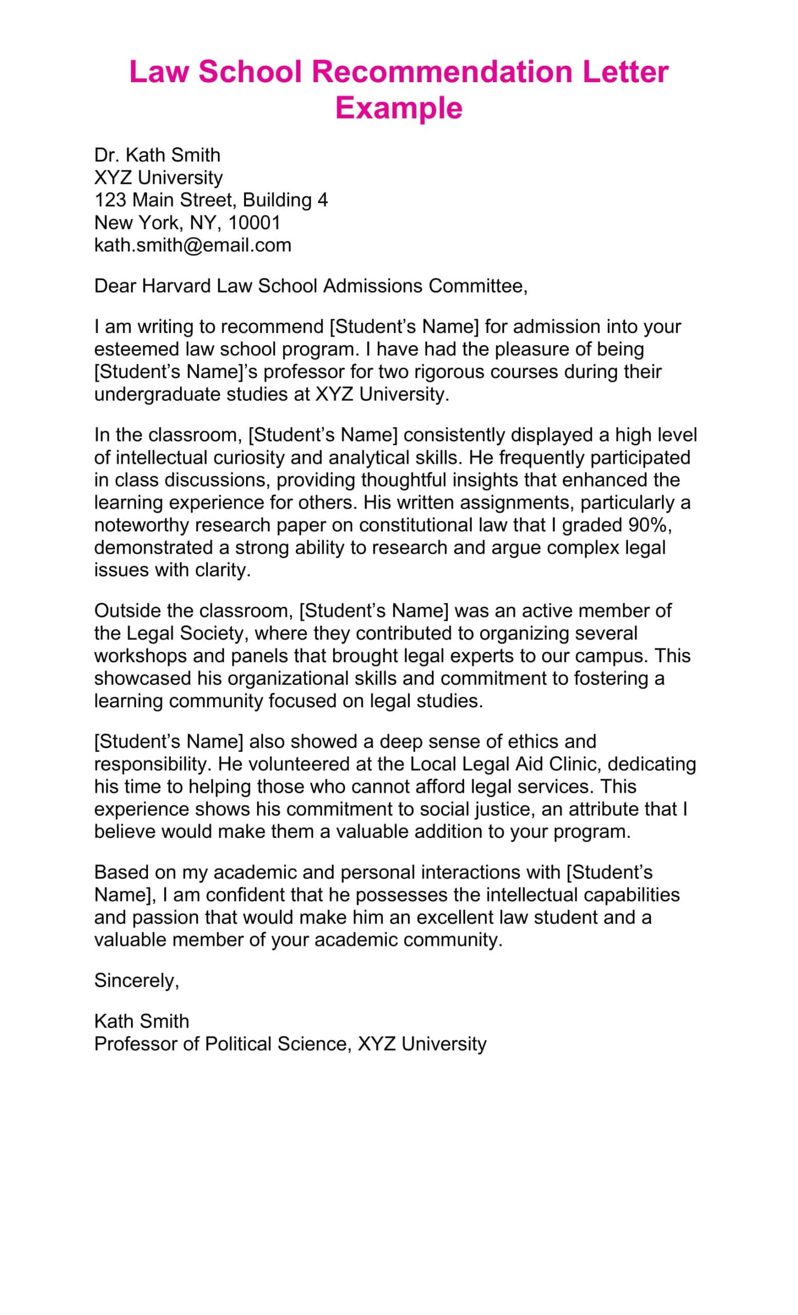 Comprehensive For Law School Letter Of Recommendation Comprehensive For Law School Letter Of Recommendation