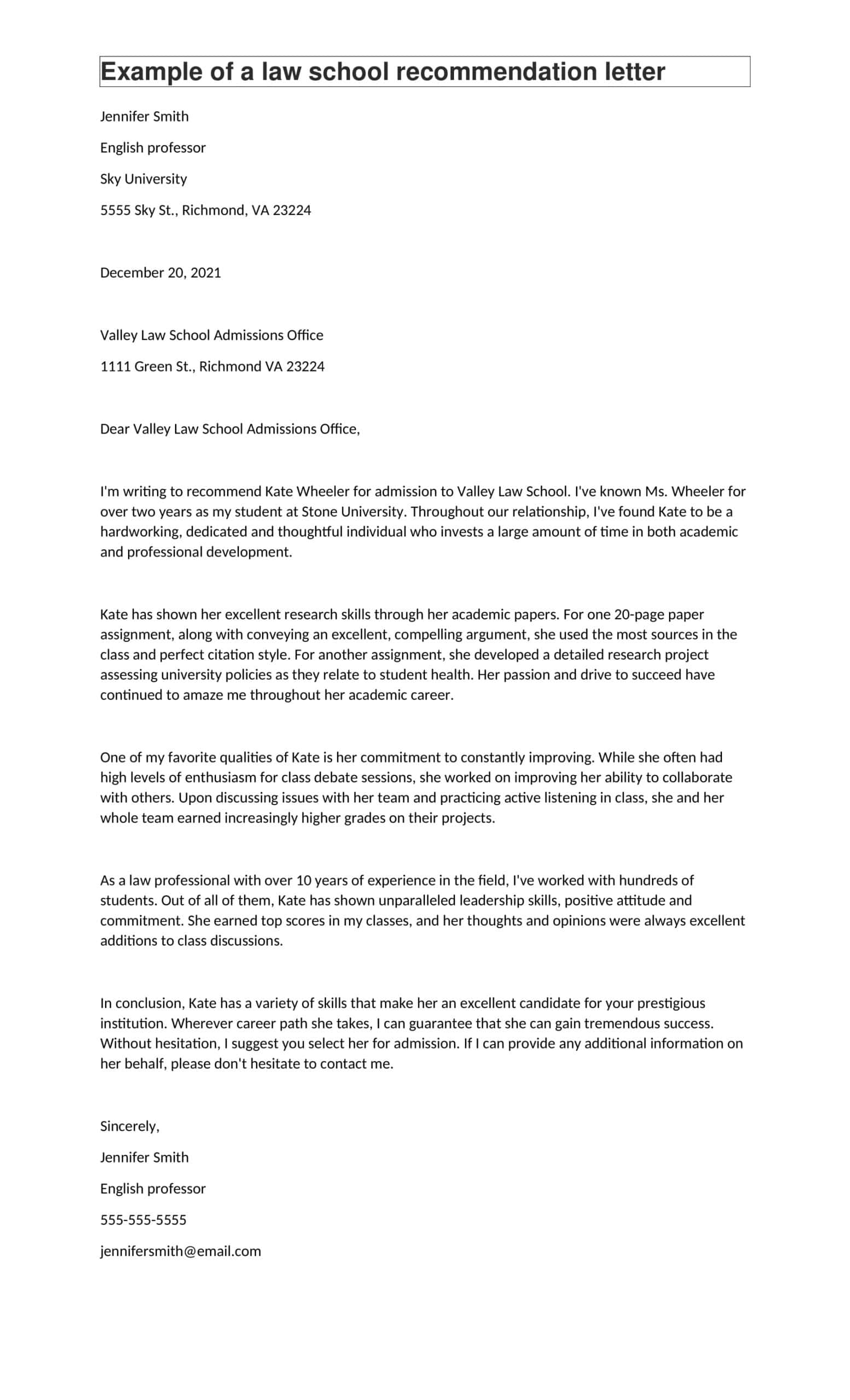 Comprehensive Law School Letter Of Recommendation Comprehensive Law School Letter Of Recommendation