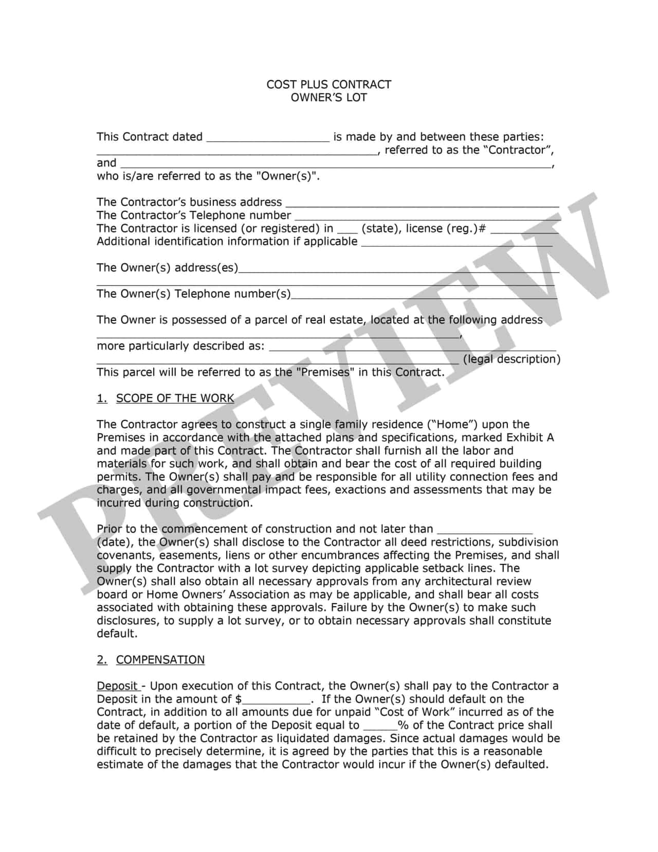 Cost Plus Contract Word Cost Plus Contract Word