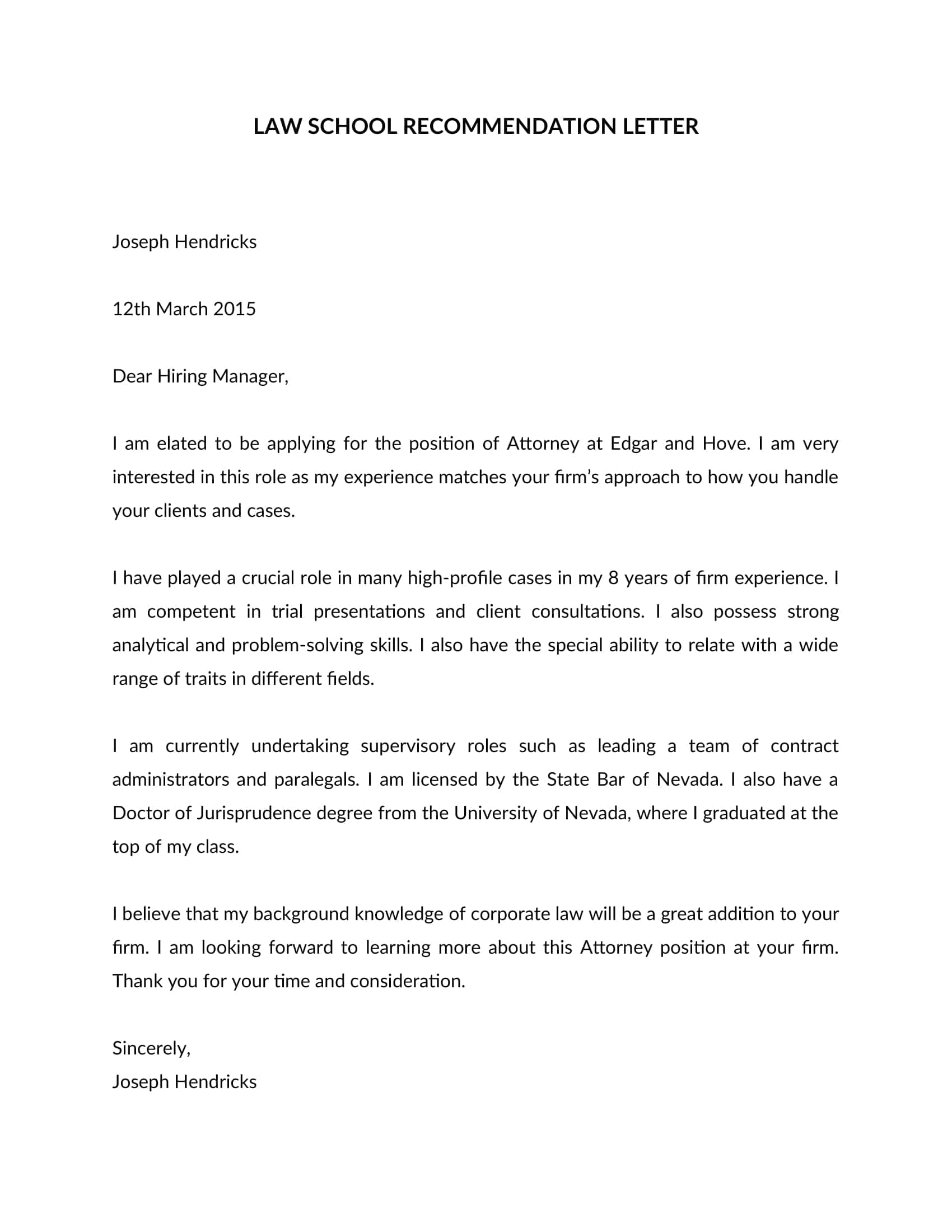 Doc Law School Letter Of Recommendation Doc Law School Letter Of Recommendation