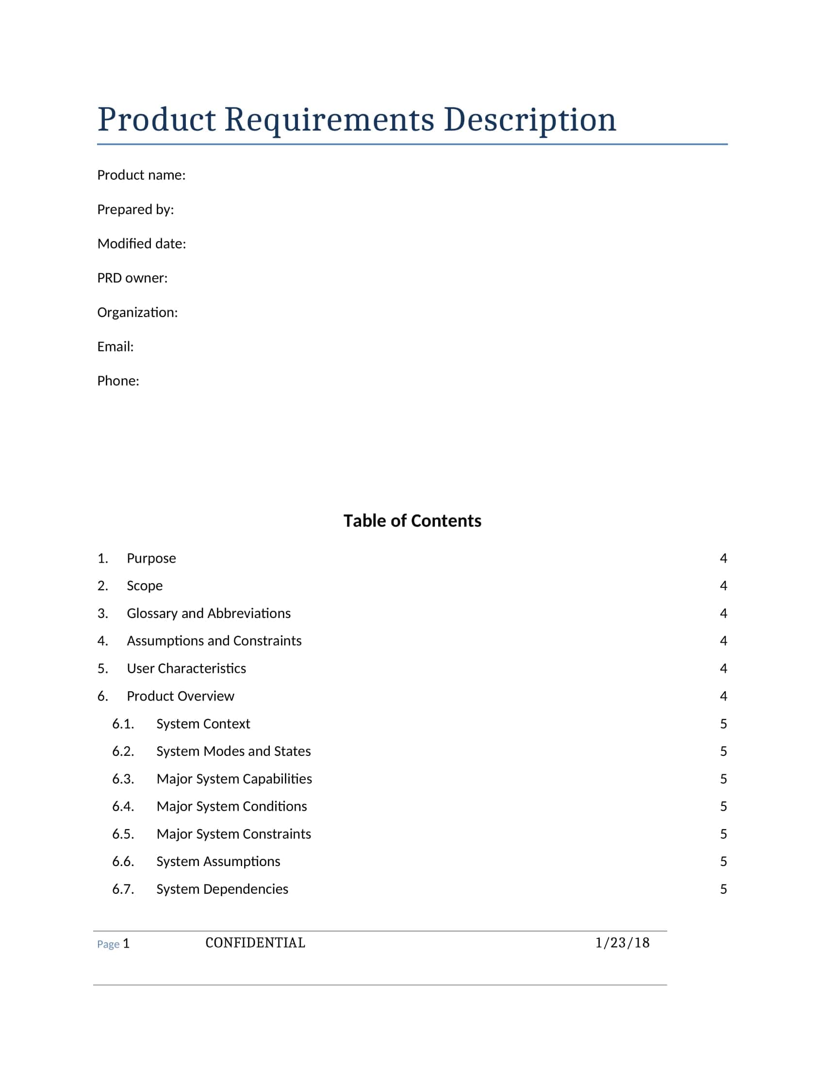 Doc Product Requirements Document Template Doc Product Requirements Document Template