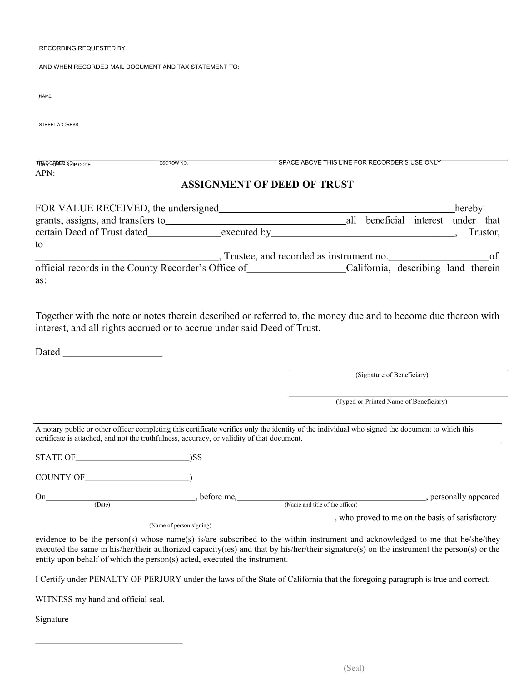 Downloadable Deed Of Trust Template Downloadable Deed Of Trust Template