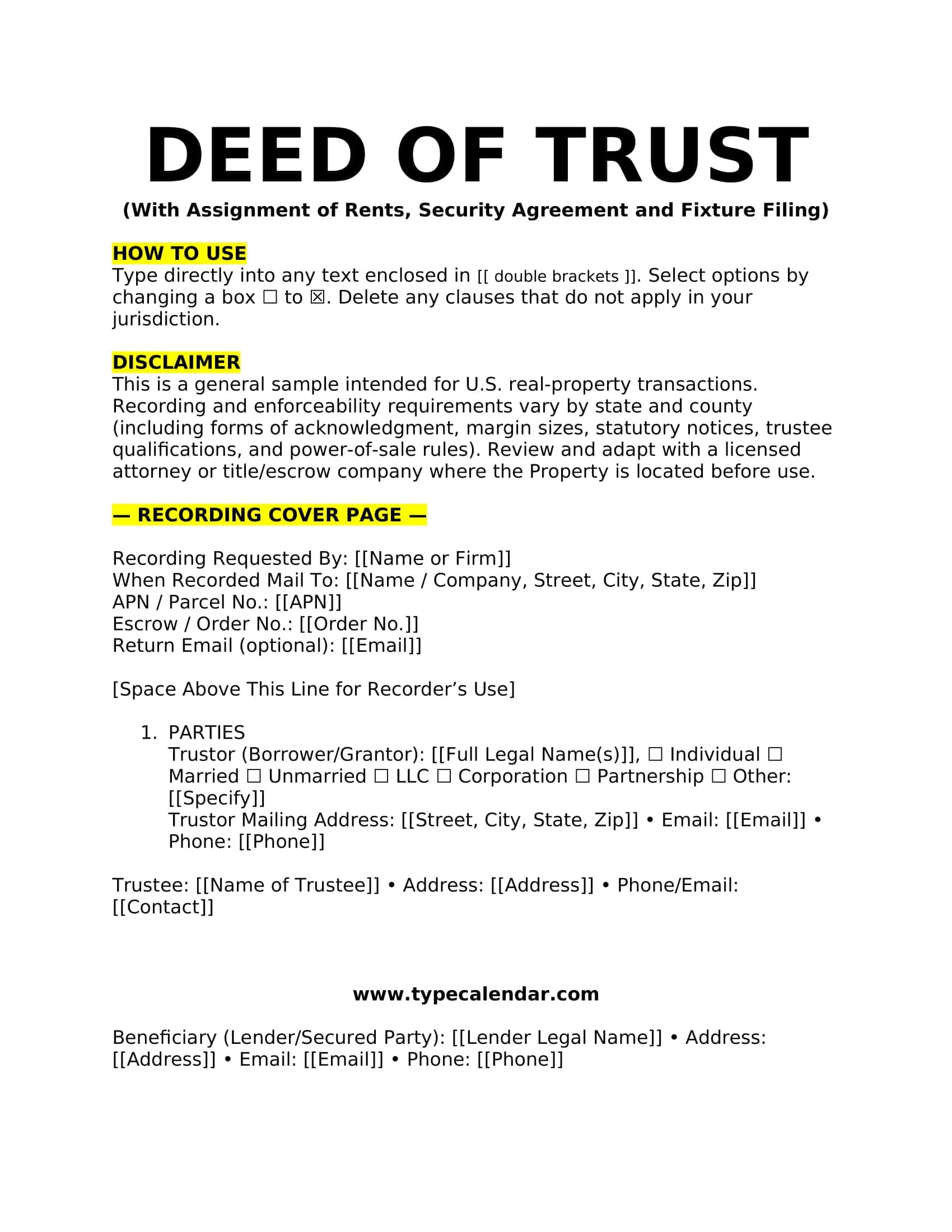 Downloadable Editable Deed Of Trust Form Downloadable Editable Deed Of Trust Form