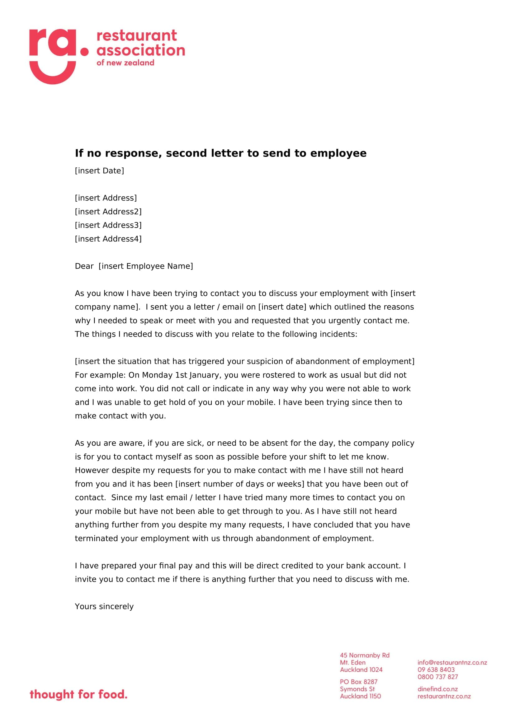 Editable Job Abandonment Letter Editable Job Abandonment Letter