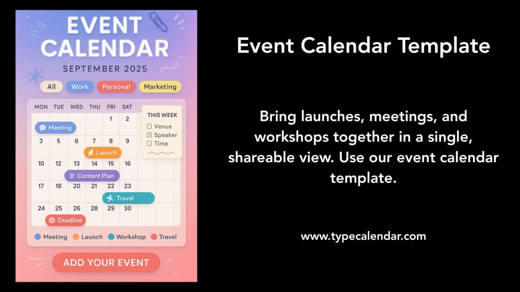35 Free Printable Event Calendar Templates
