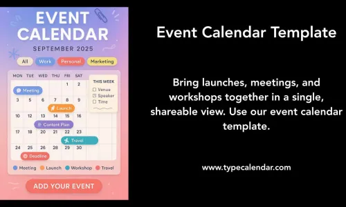 35 Free Printable Event Calendar Templates