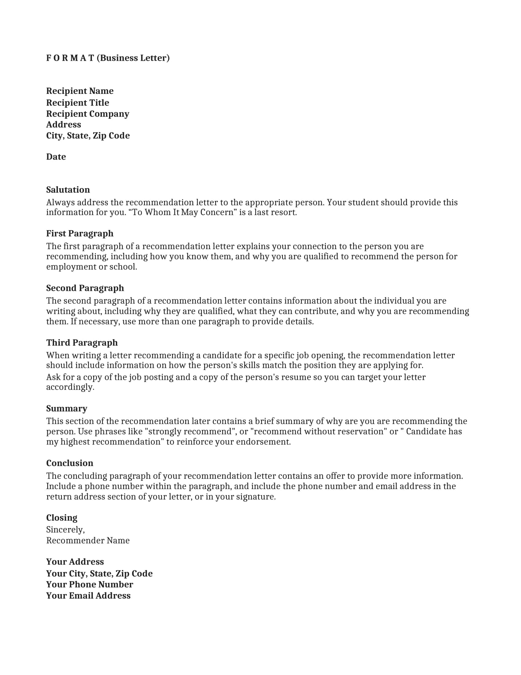 Example Template Recommendation Letters For Internship Example Template Recommendation Letters For Internship