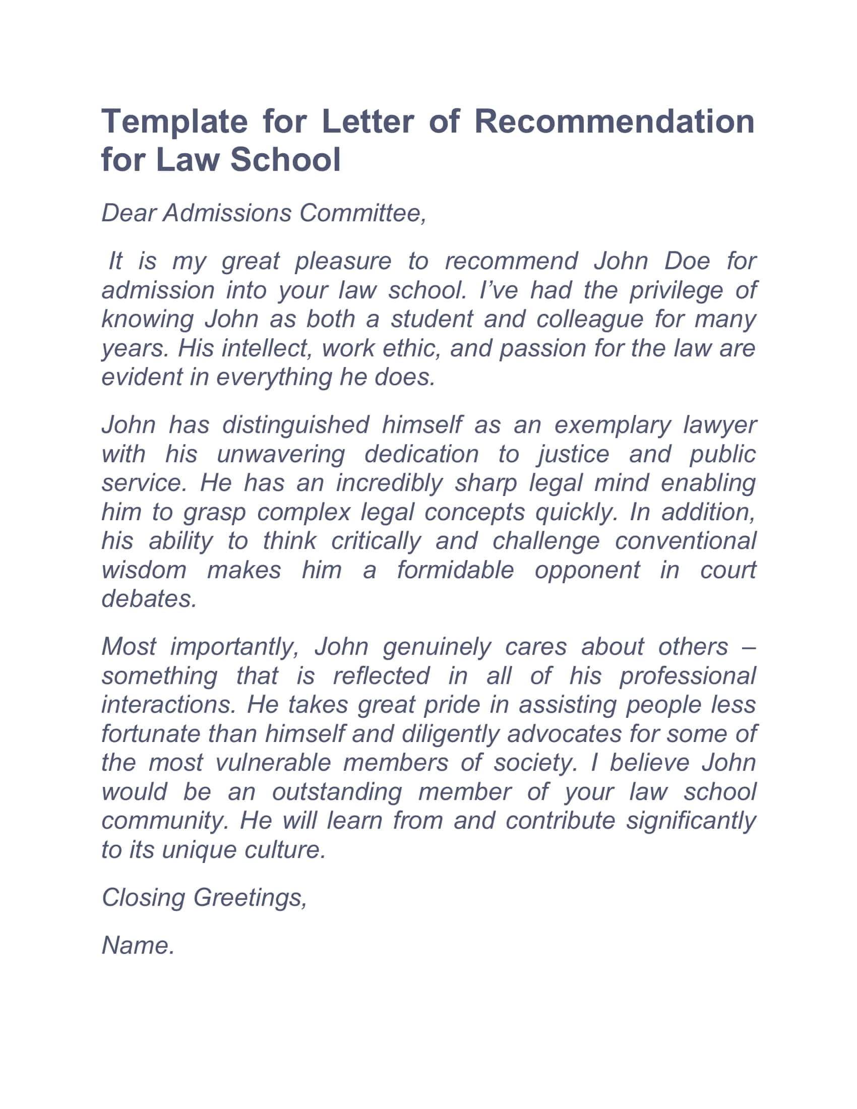 Fillable For Law School Letter Of Recommendation Fillable For Law School Letter Of Recommendation