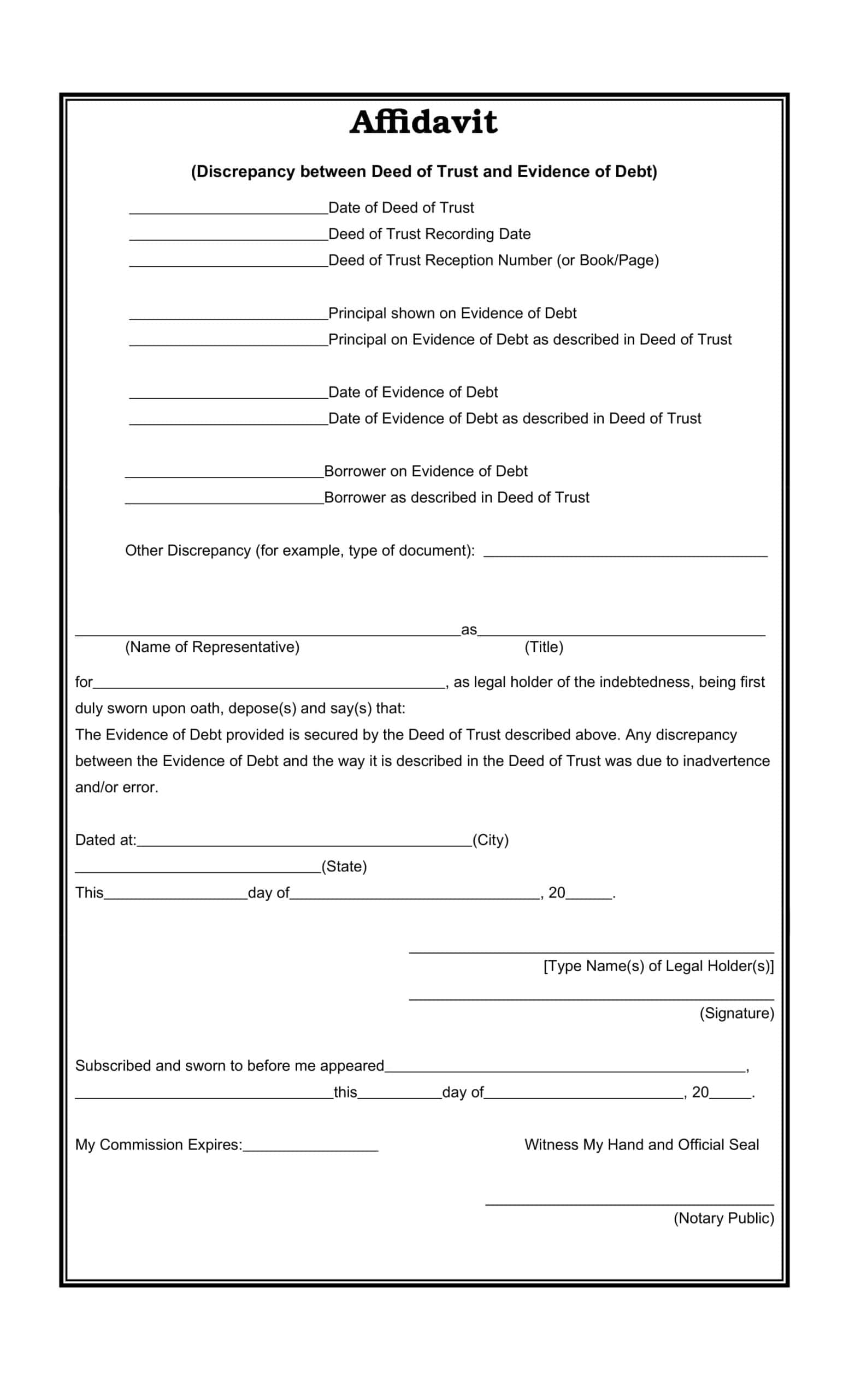 Free Blank Deed Of Trust Form Free Blank Deed Of Trust Form
