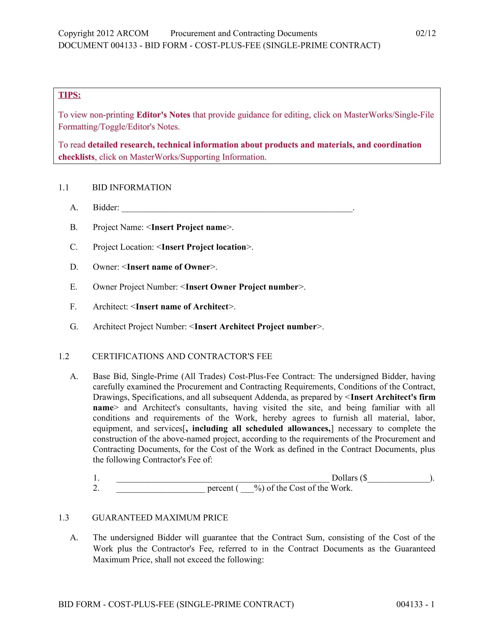 Free Cost Plus Contract Template Free Cost Plus Contract Template