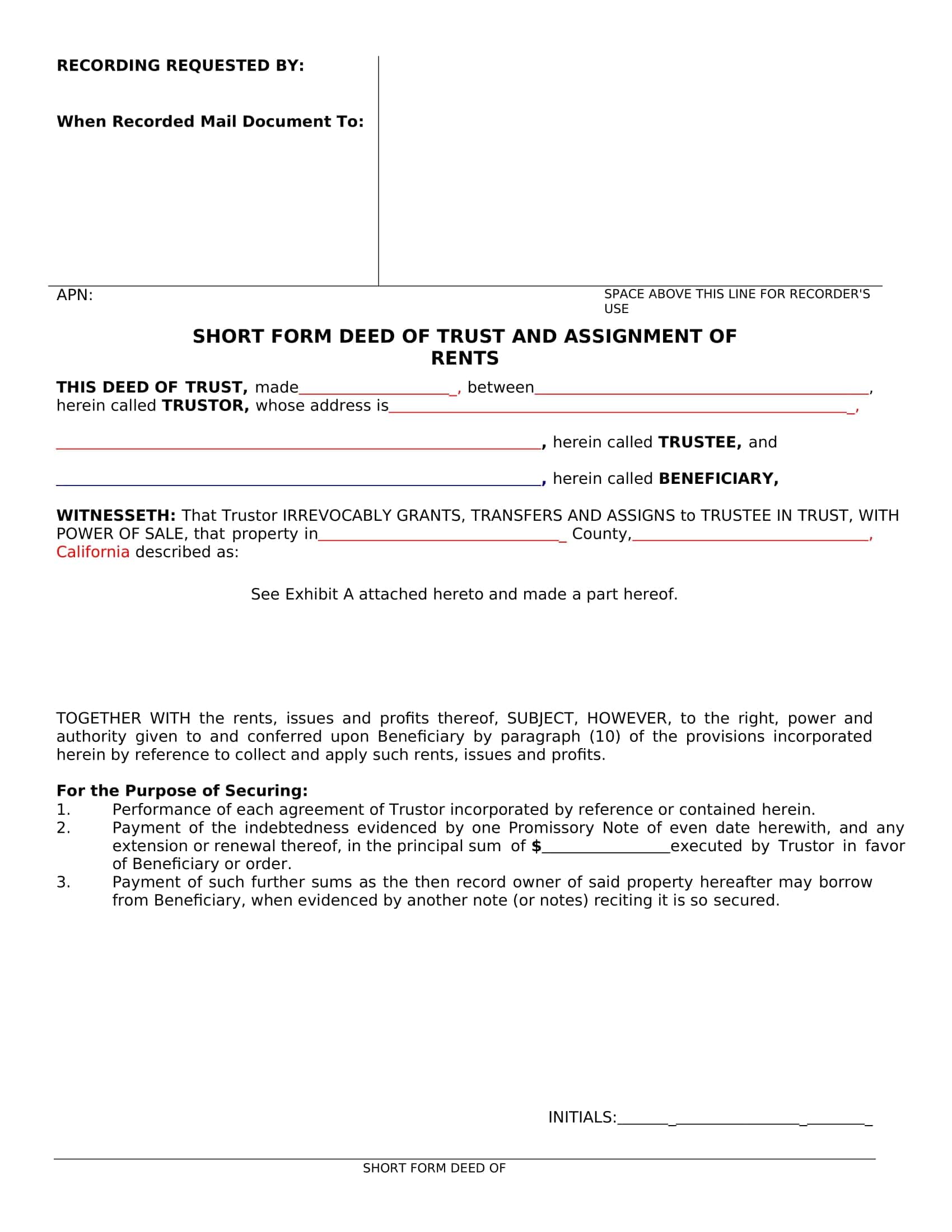 Free Deed Of Trust Template Free Deed Of Trust Template