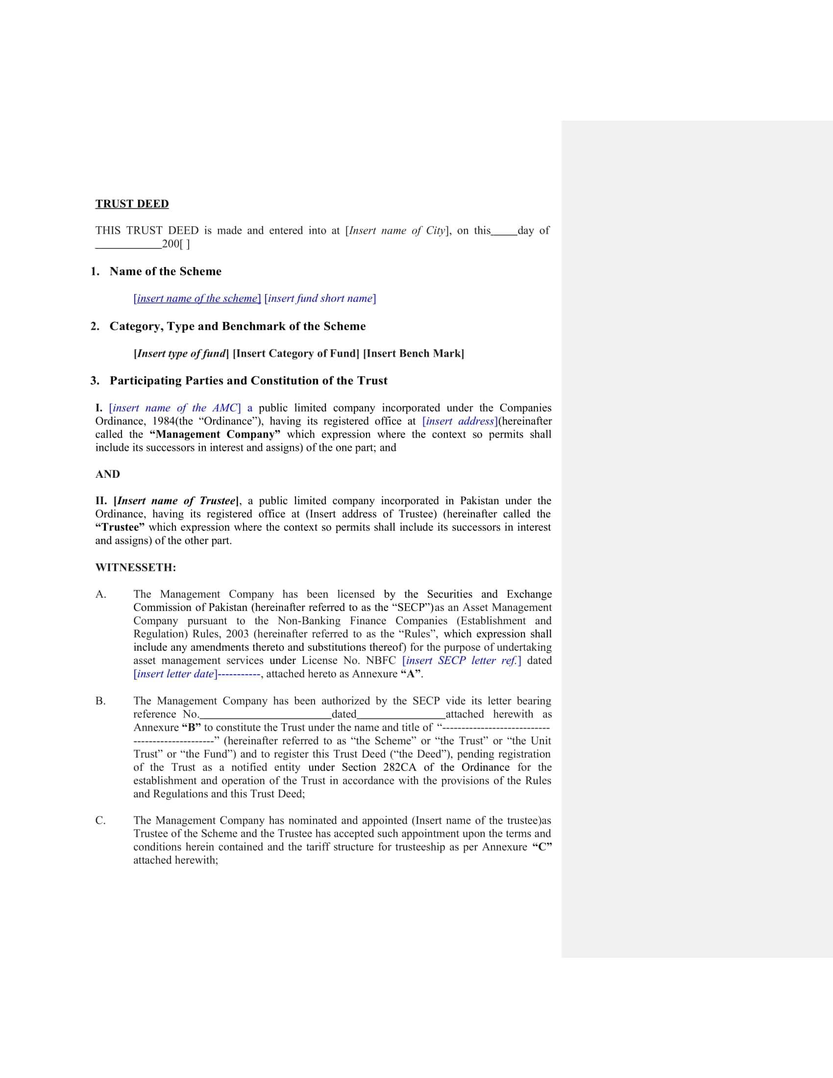 Free Deed Of Trust Word Free Deed Of Trust Word