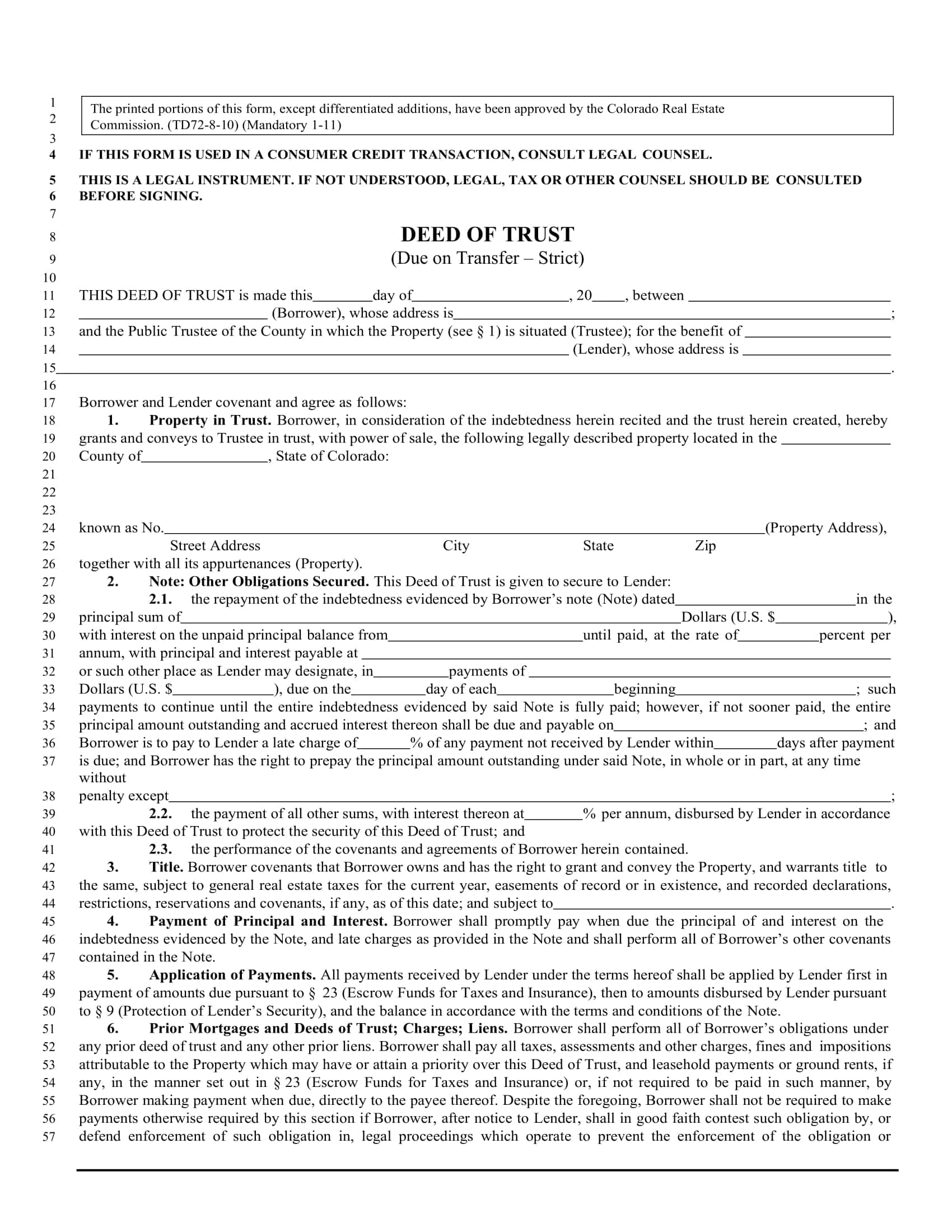 Free Editable Deed Of Trust Form Free Editable Deed Of Trust Form