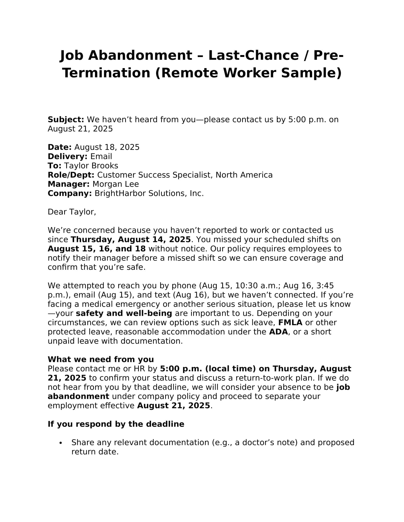 Free Job Abandonment Letter Free Job Abandonment Letter