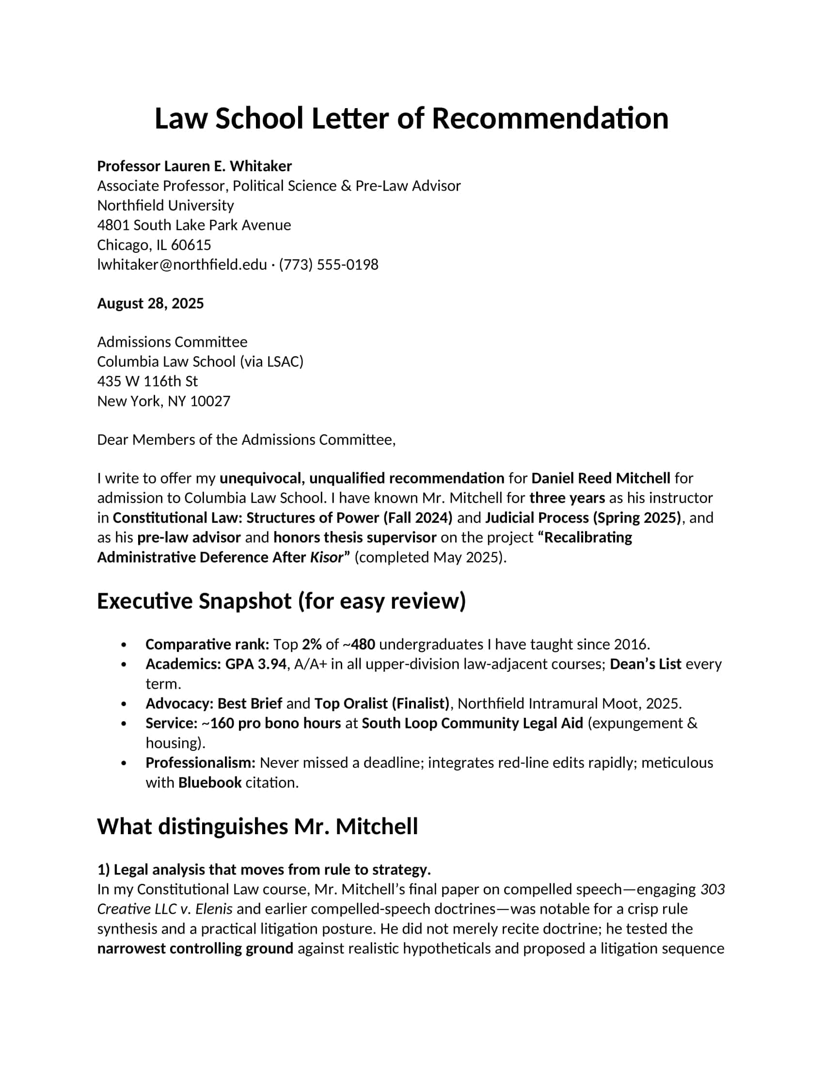 Free Law School Letter Of Recommendation For Sample Free Law School Letter Of Recommendation For Sample