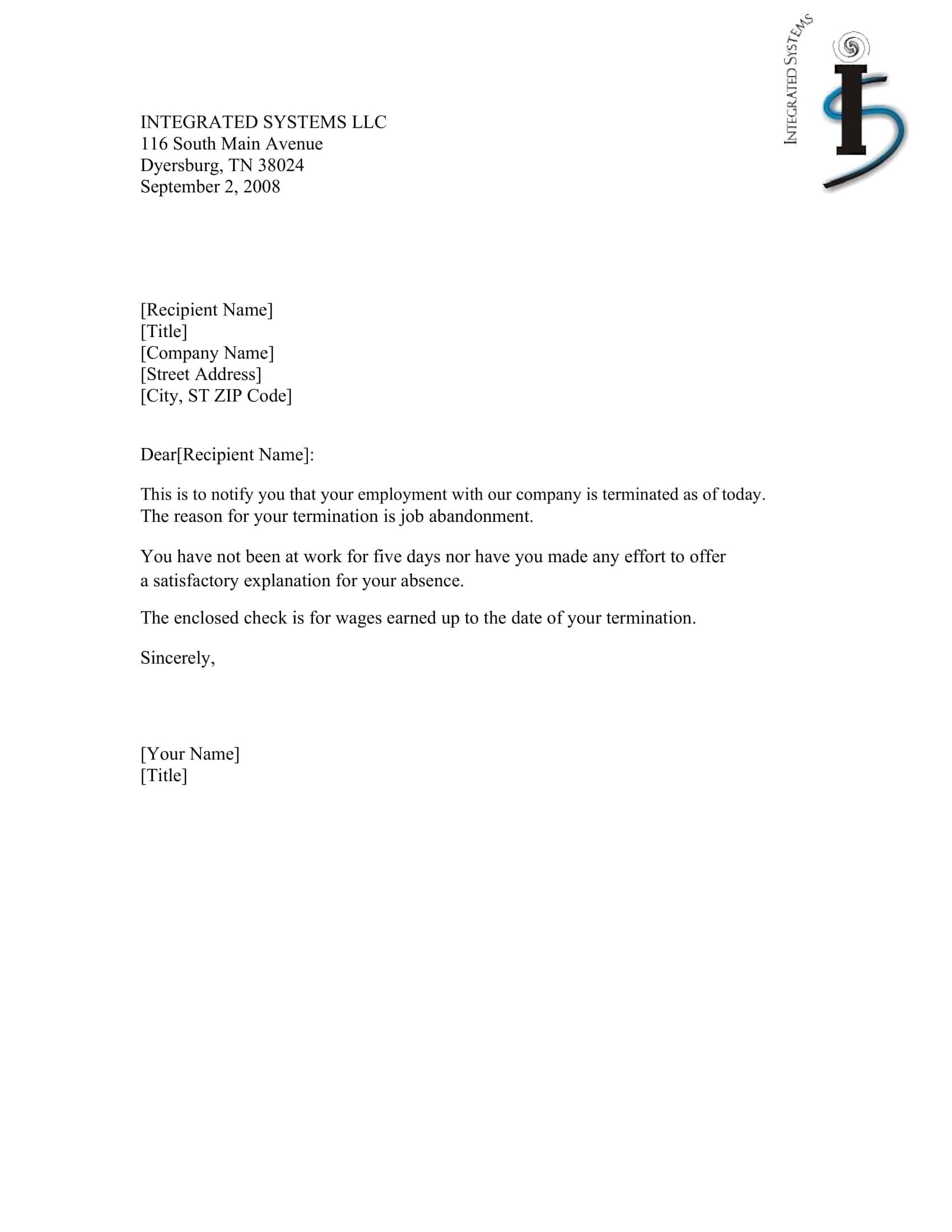 Job Abandonment Letter Example Job Abandonment Letter Example