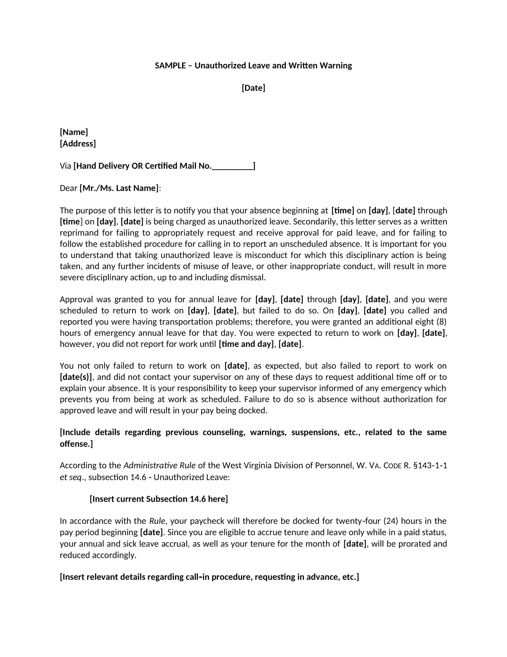 Job Abandonment Letter Fillable Blank Job Abandonment Letter Fillable Blank