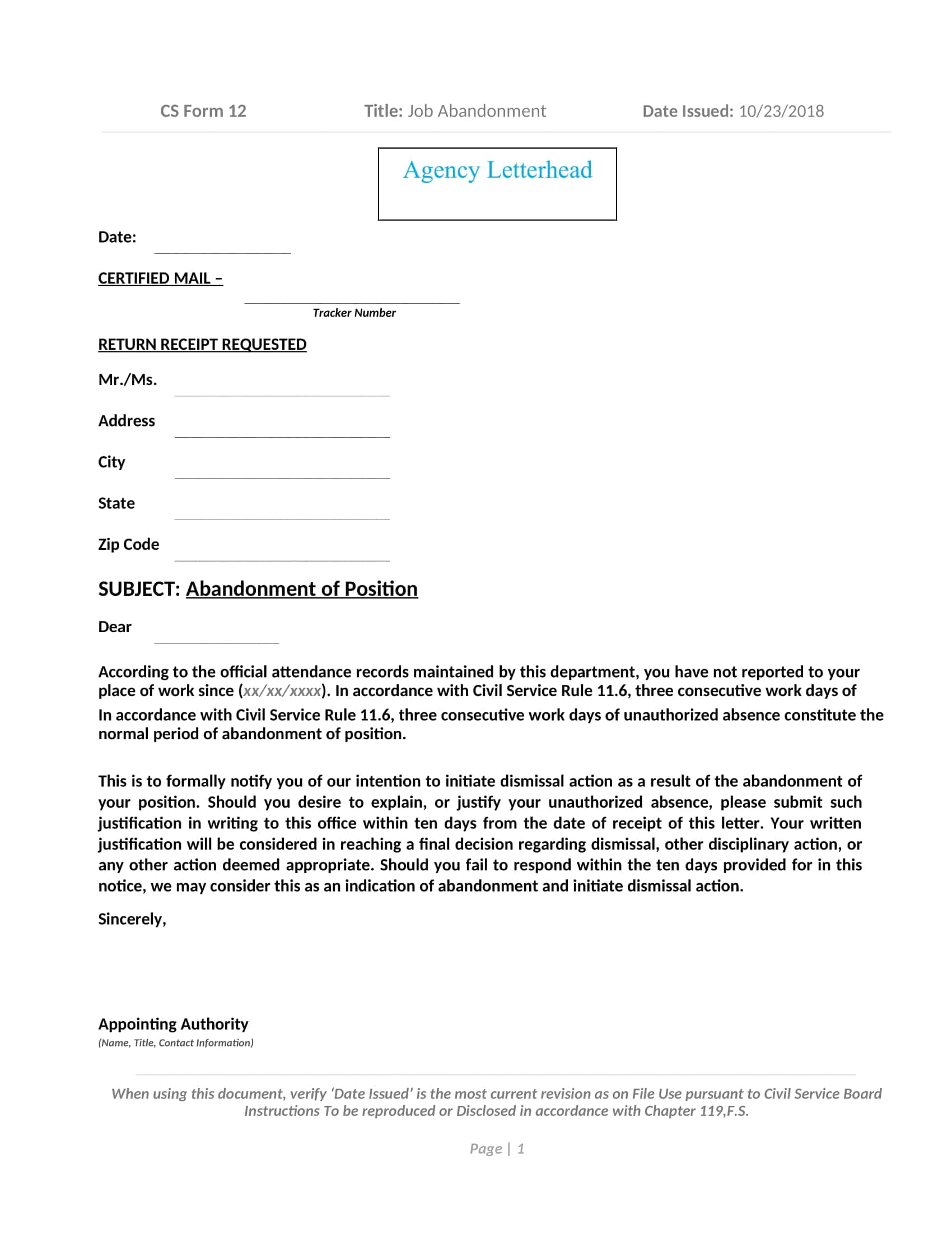 Job Abandonment Letter Free Pdf Job Abandonment Letter Free Pdf