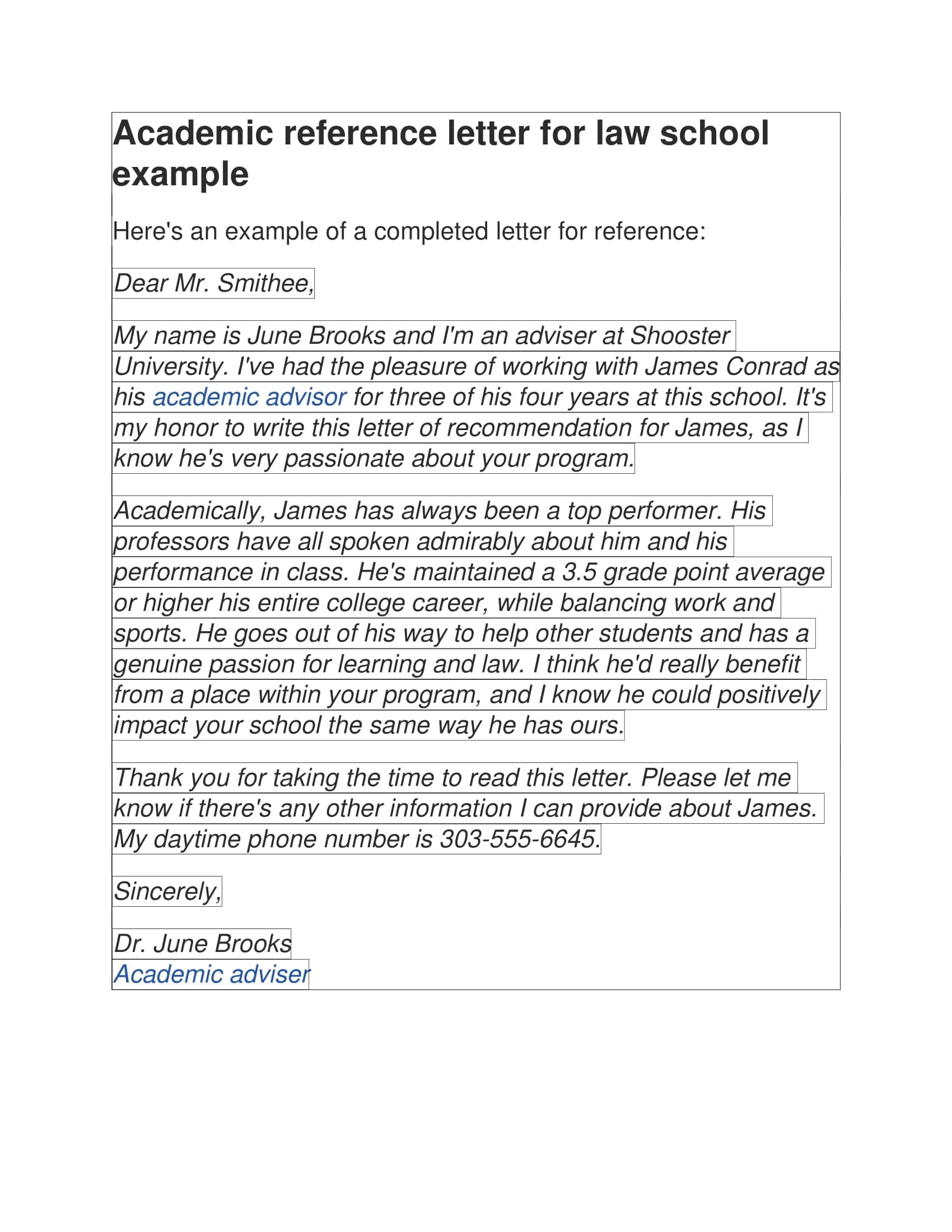 Law School Letter Of Recommendation Example Law School Letter Of Recommendation Example