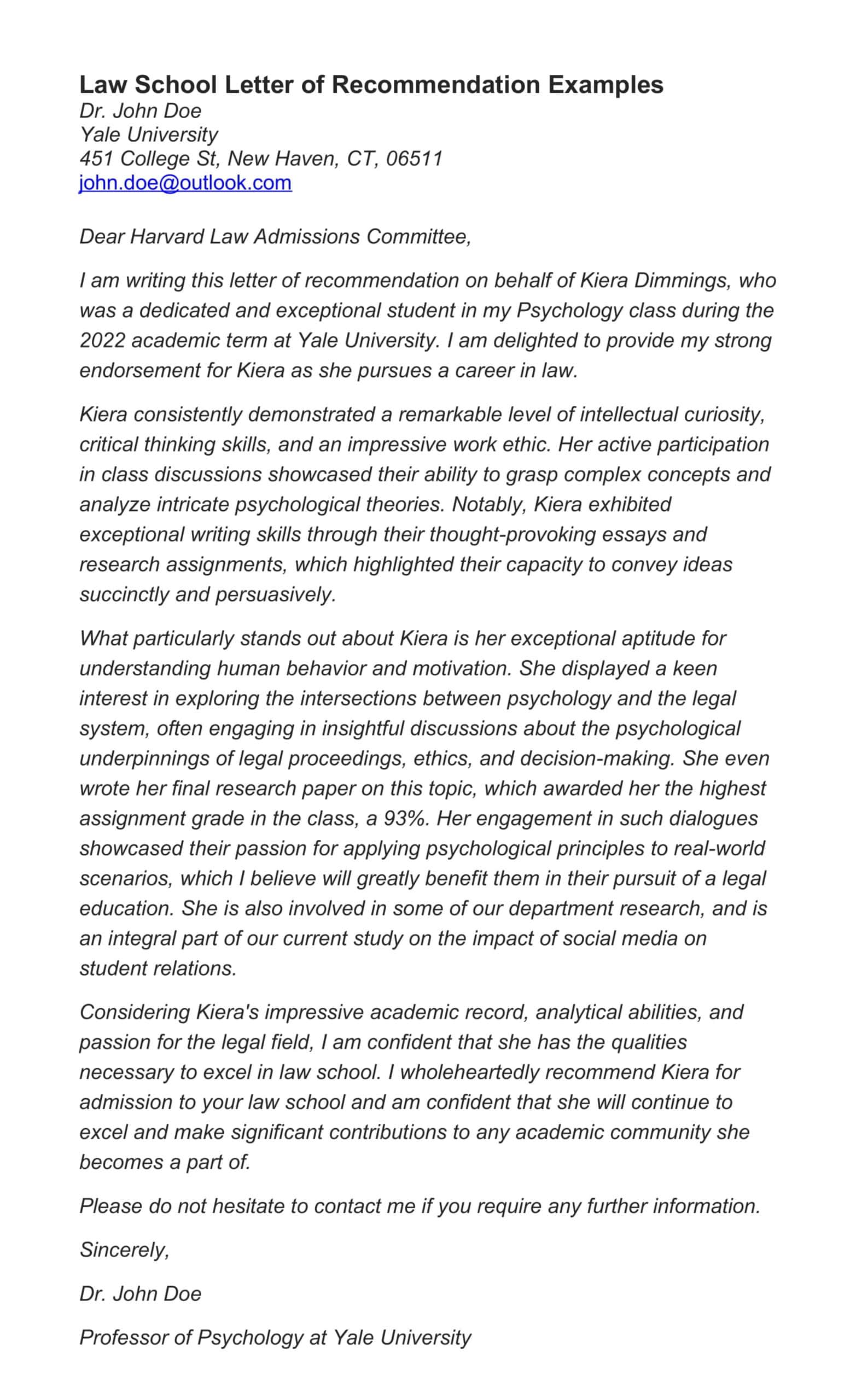 Law School Letter Of Recommendation Fillable Law School Letter Of Recommendation Fillable