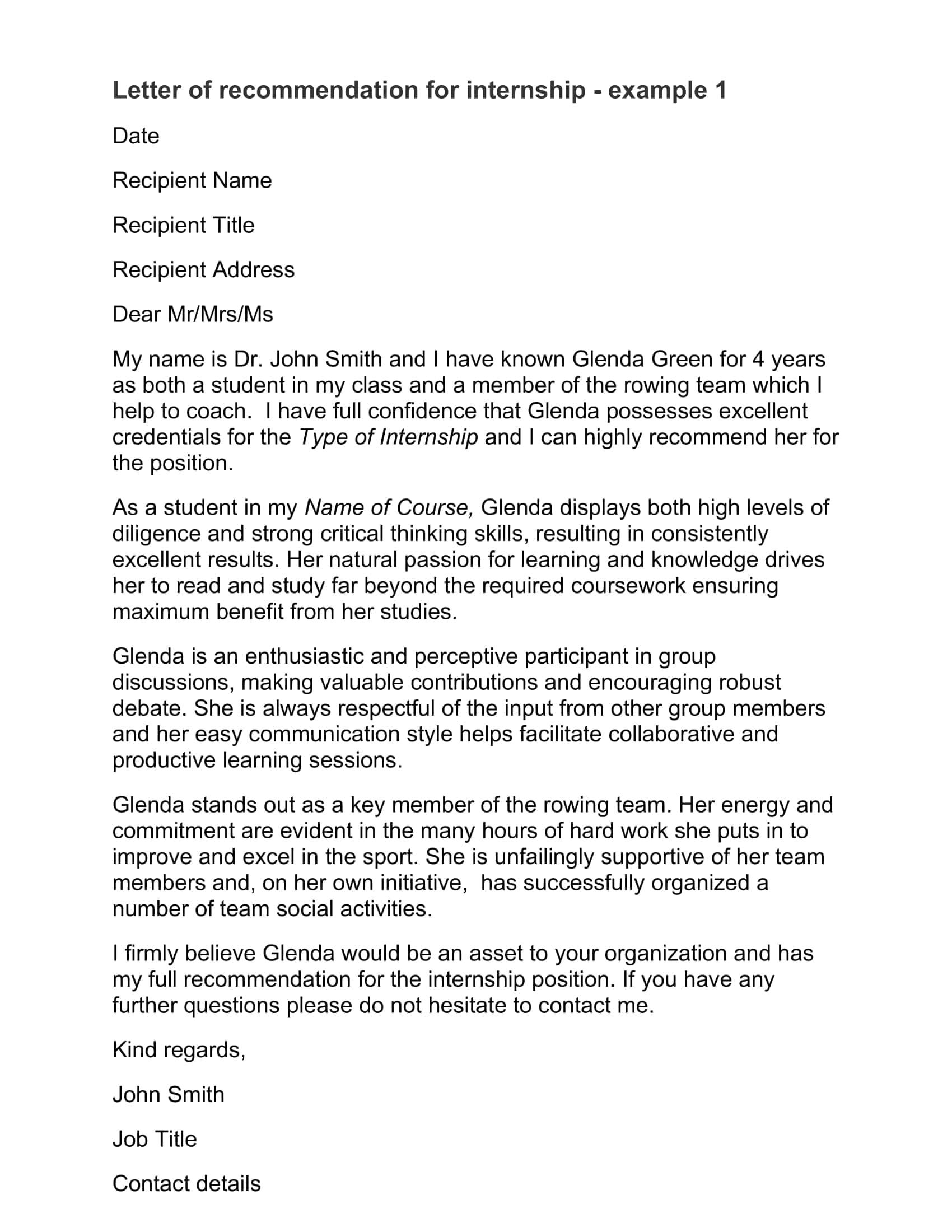 Pdf Printable Recommendation Letters For Internship Pdf Printable Recommendation Letters For Internship