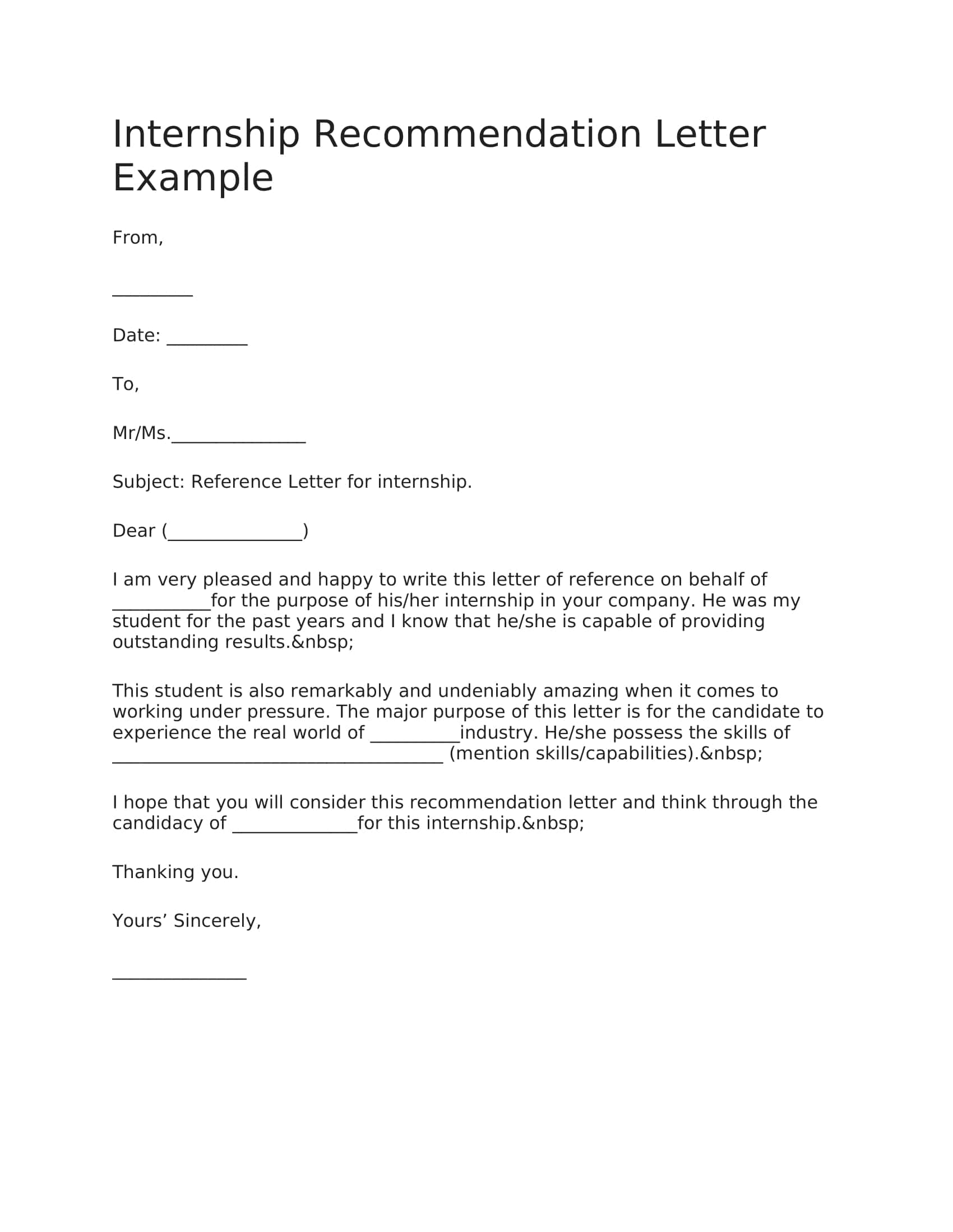 Sample Pdf Recommendation Letters For Internship Sample Pdf Recommendation Letters For Internship