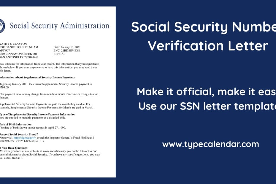 Social Security Number Verification Letter