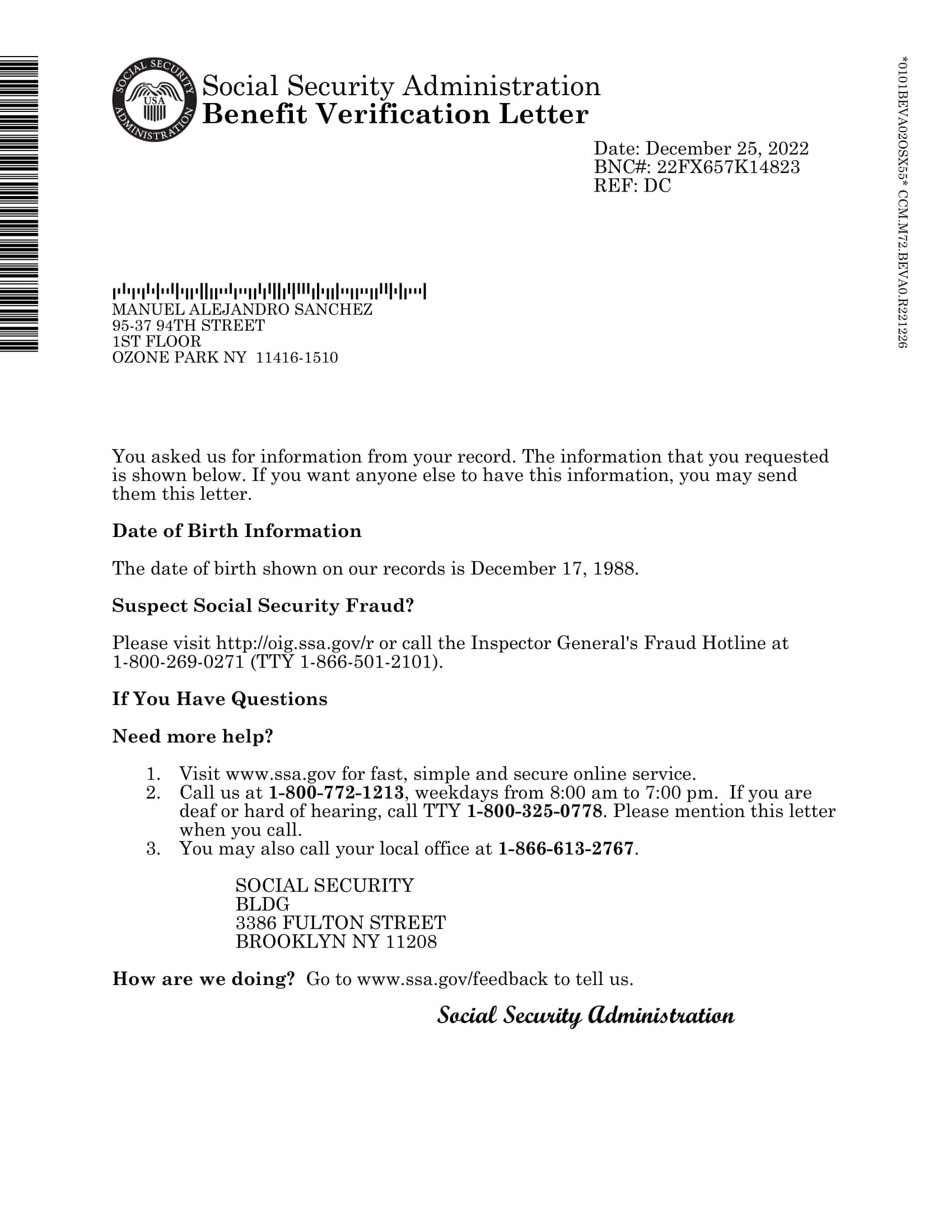 Social Security Number Verification Letter Free Social Security Number Verification Letter Free