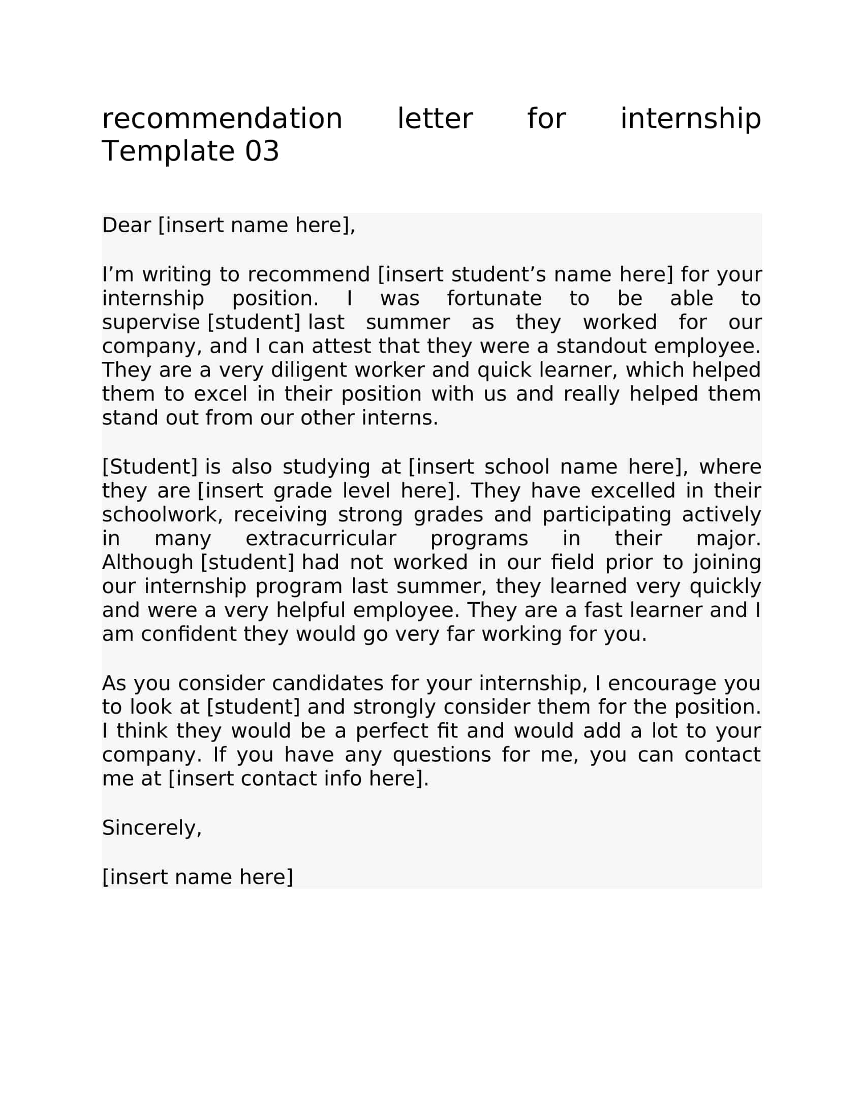 Template Pdf Recommendation Letters For Internship Template Pdf Recommendation Letters For Internship