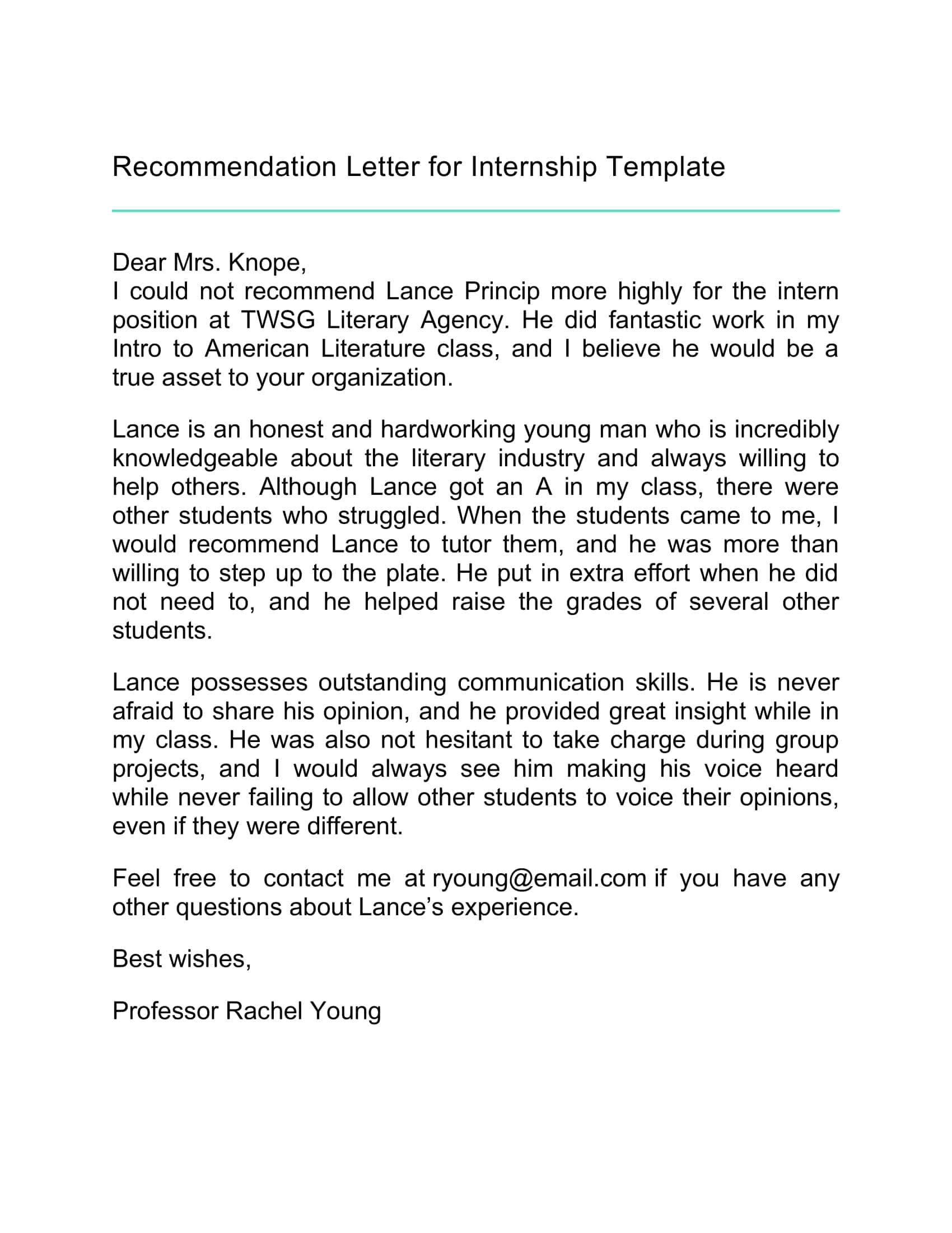 Template Word Recommendation Letters For Internship Template Word Recommendation Letters For Internship