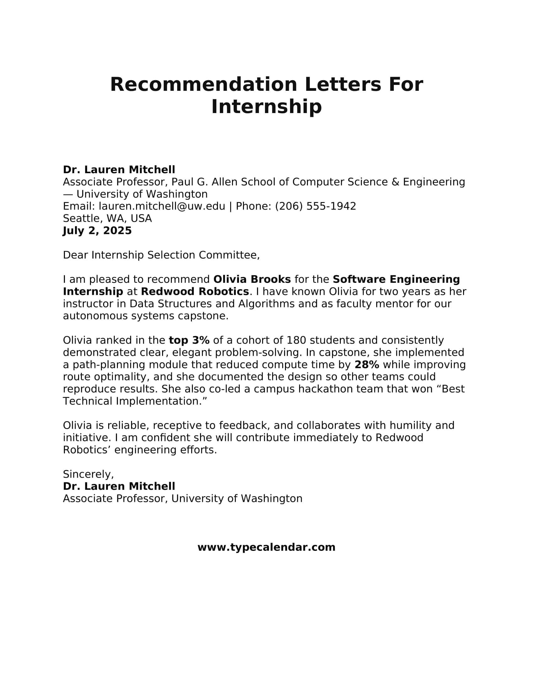 Word Recommendation Letters For Internship Word Recommendation Letters For Internship