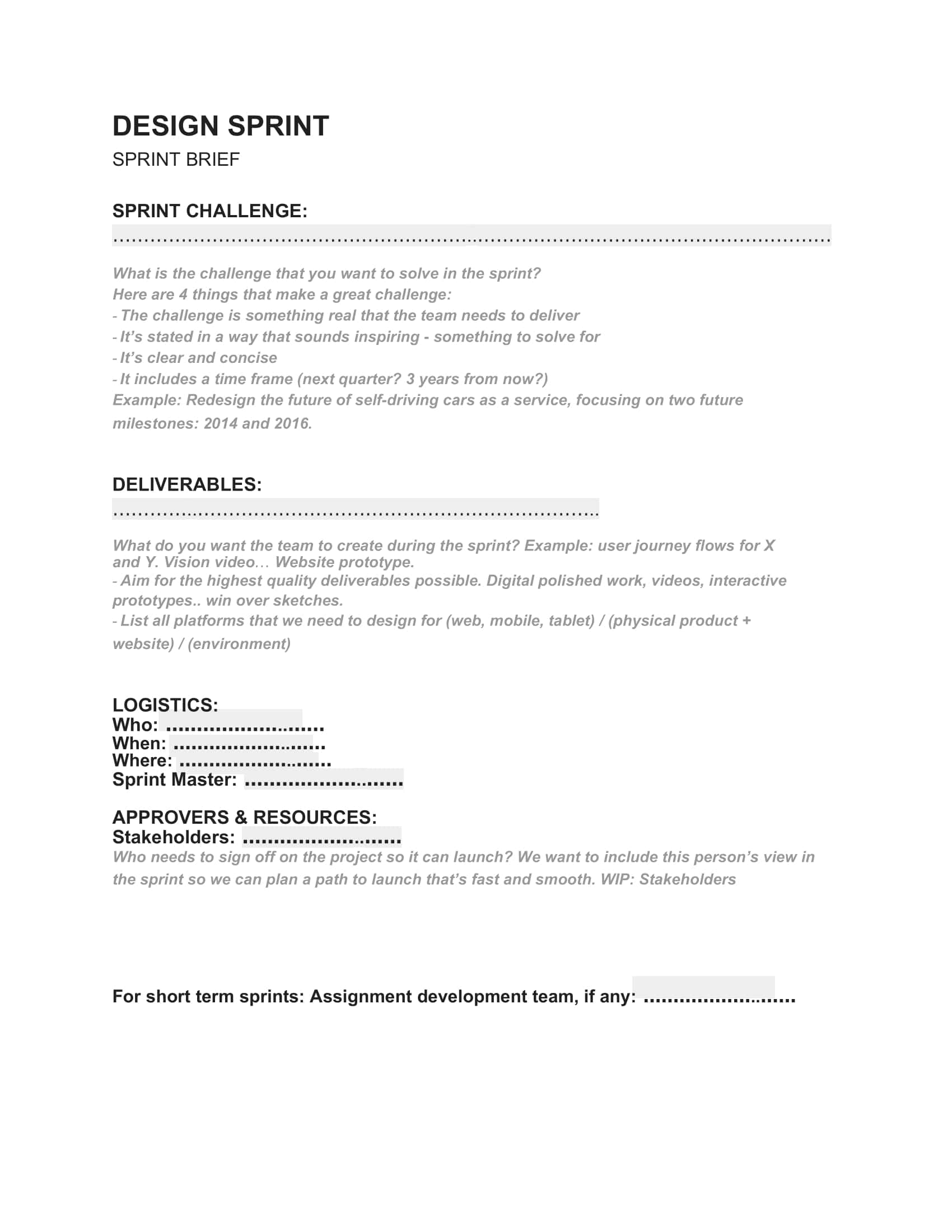 Word Sprint Planning Template Word Sprint Planning Template