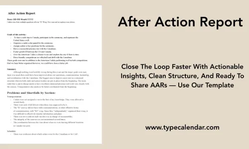 47 Free Printable After Action Report Templates [Word, Excel]