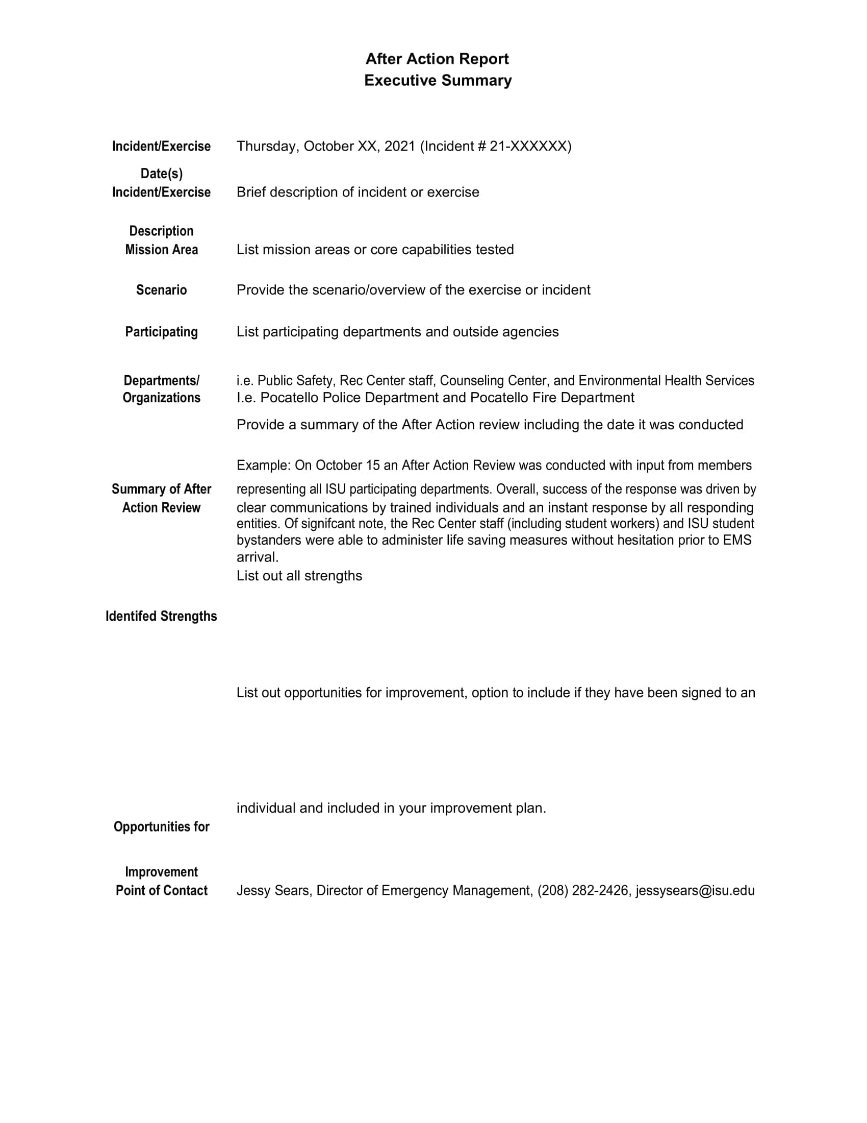 After Action Report Professional After Action Report Professional