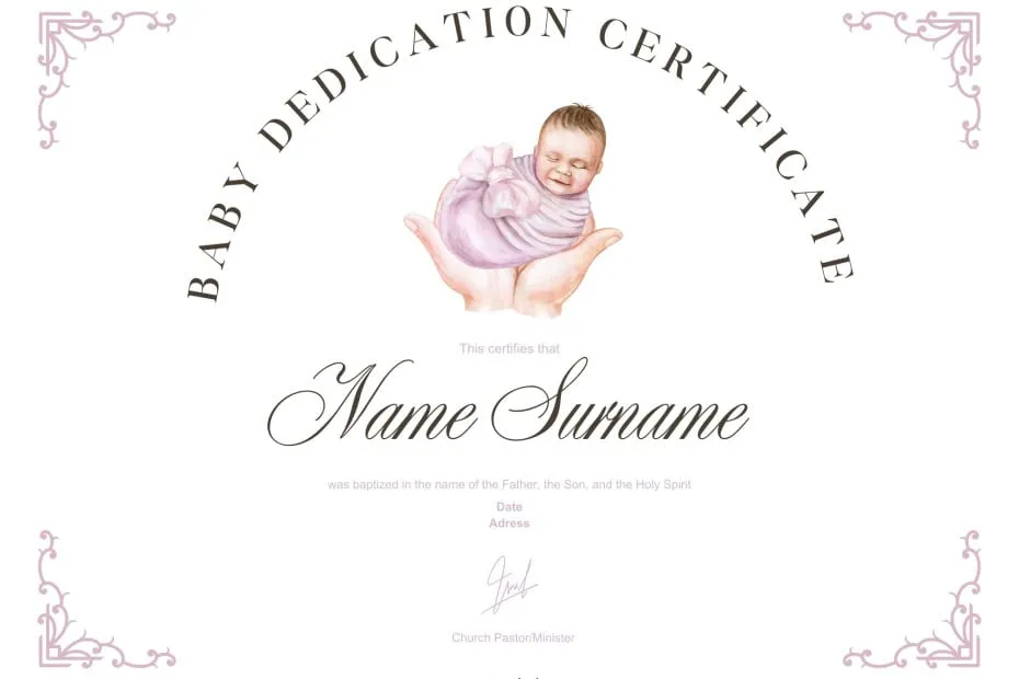 Baby Dedication Certificate